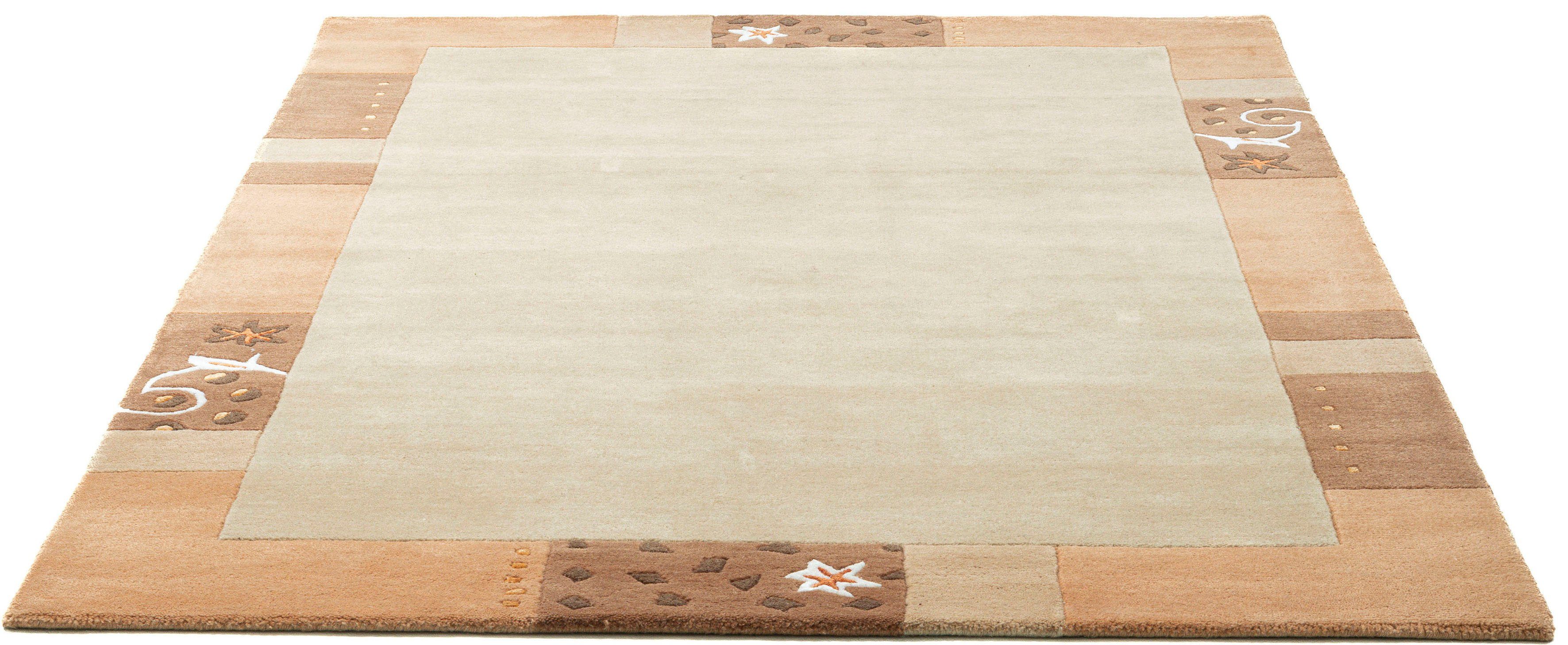 THEKO Wollteppich Royal Ganges, rechteckig, Höhe: 13 mm, 95% Wolle, mit Bordüre, ideal im Wohnzimmer & Schlafzimmer