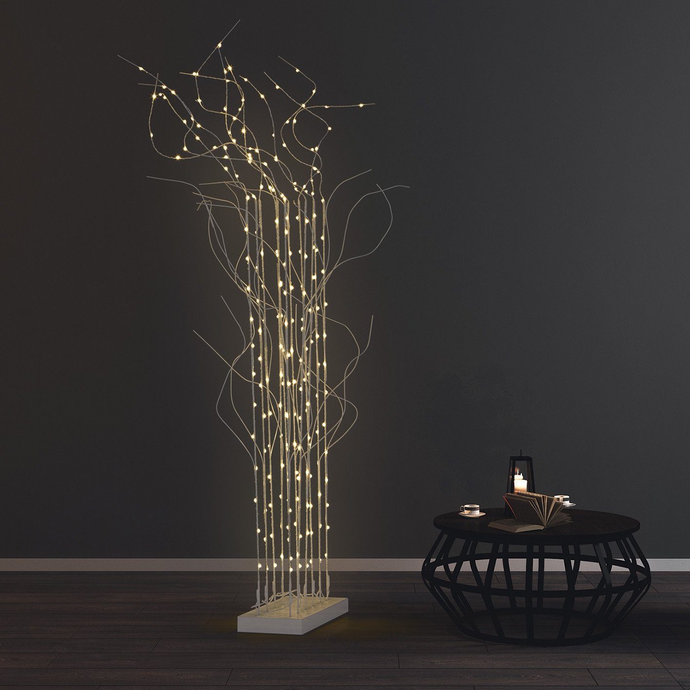 MAXXMEE LED Stehlampe dekoration dekorative Leuchte, LED-Raumtrenner aus 12  Zweigen, Weidenoptik
