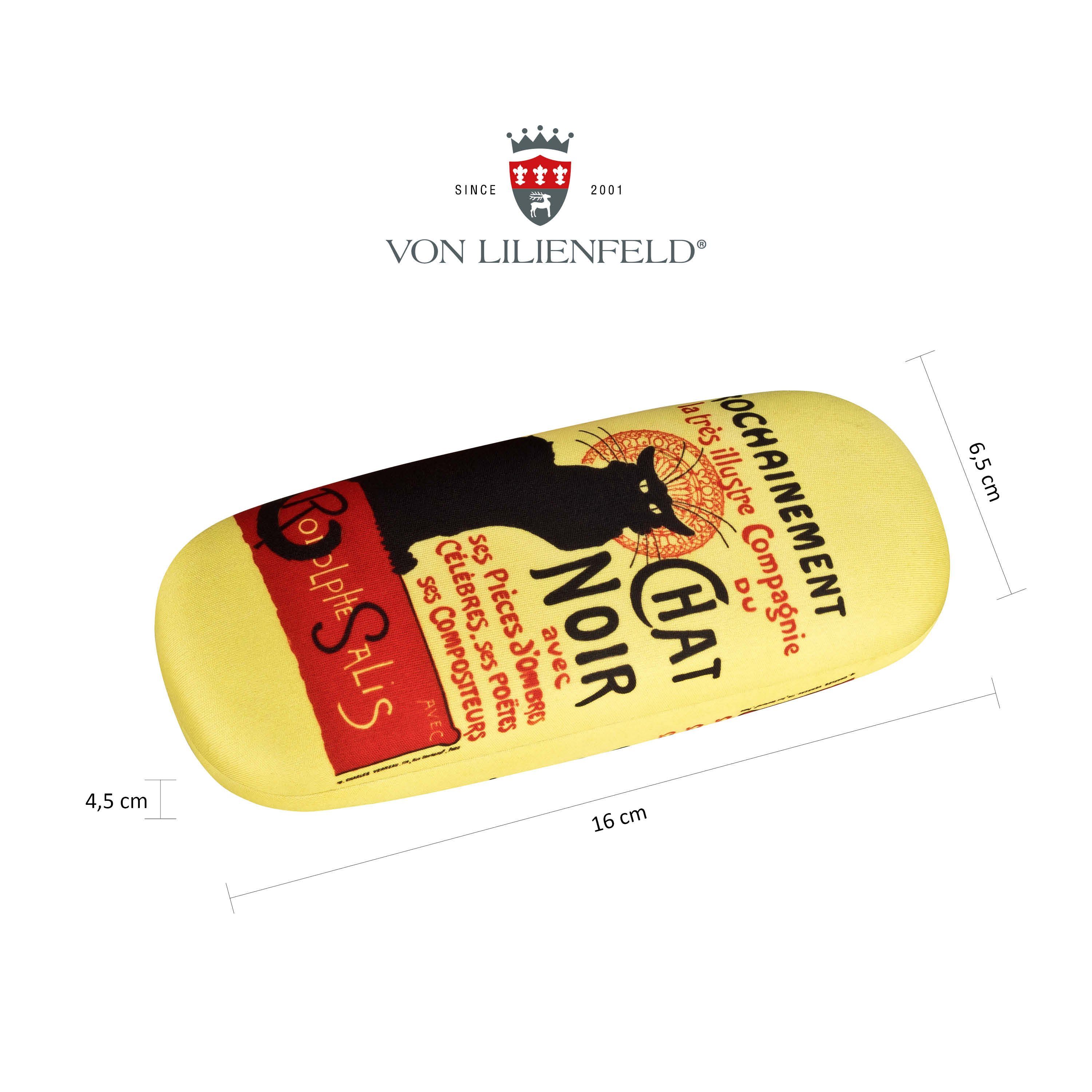 von Lilienfeld Brillenetui Etui Chat Noir Katze Kunst Motiv Hardcase mit Putztuch, stabiles mit Mikrofaser bezogenes Hardcase