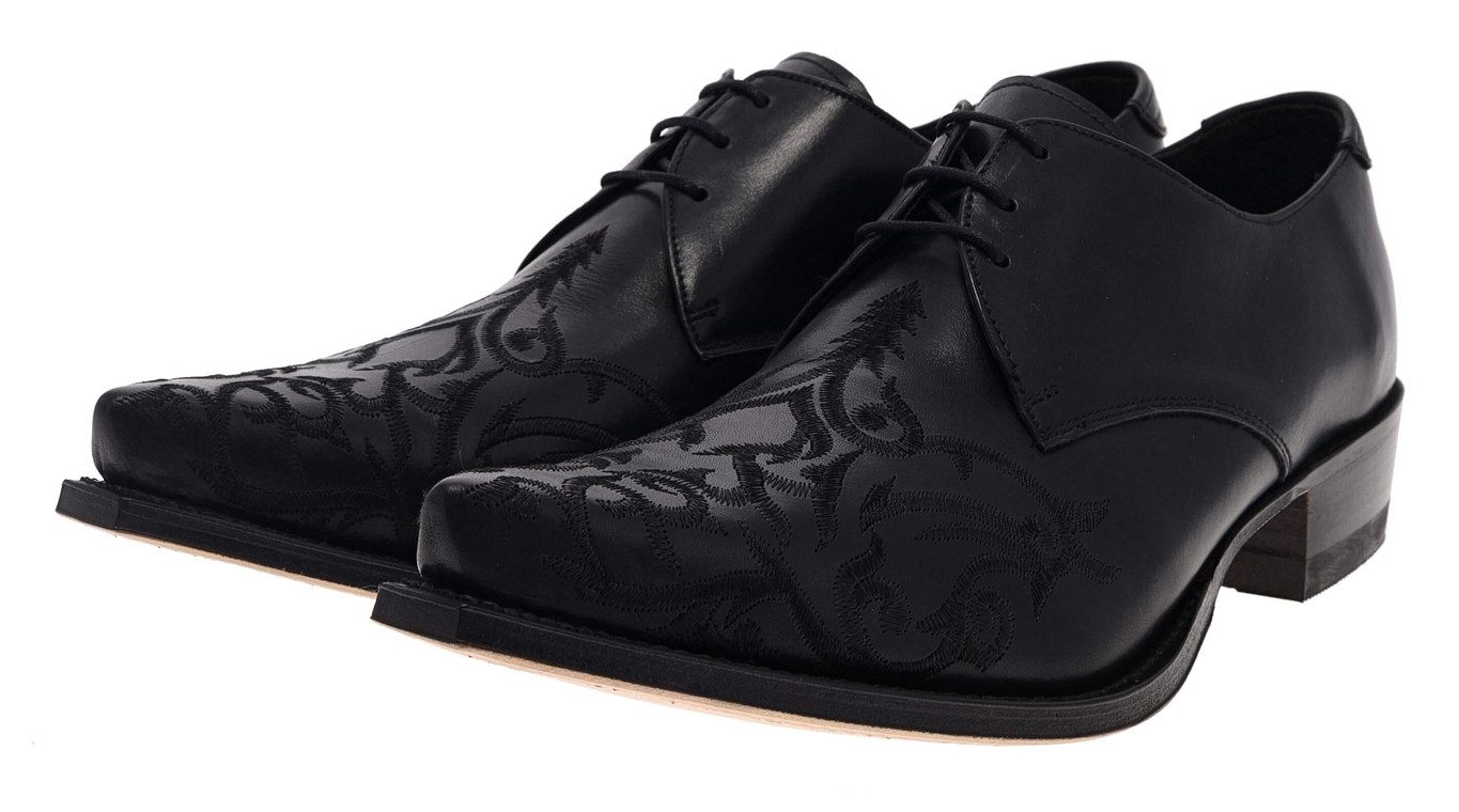 Sendra Boots 7650 Schwarz Schnürschuh Rahmengenähte Schnürschuhe