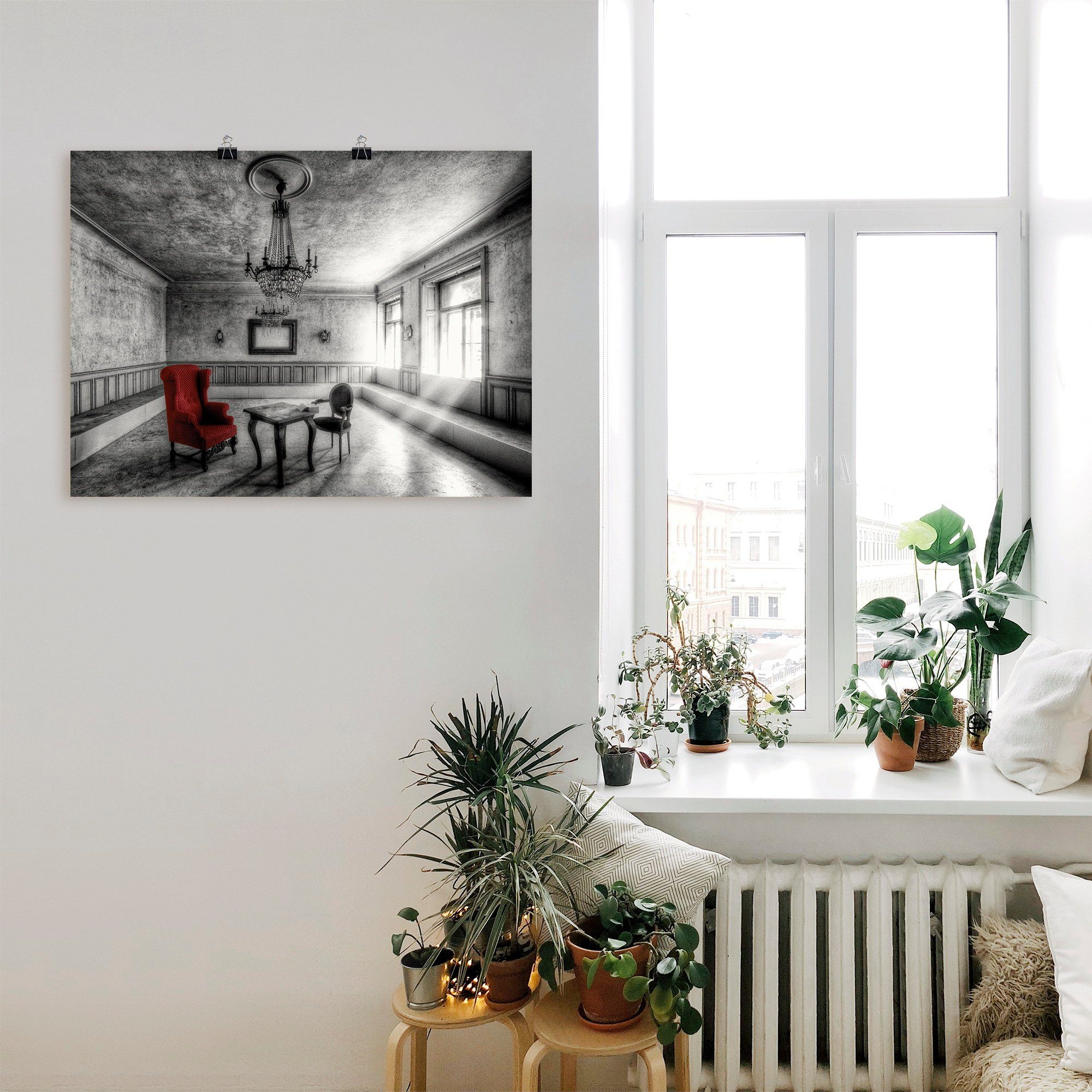 Wandbild Alubild, Lost Leinwandbild, Elemente - Roter Place oder in versch. Sessel, St), Größen (1 Artland Wandaufkleber Architektonische Poster als