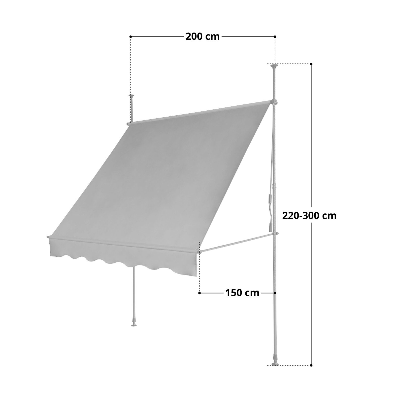 SVITA Klemmmarkise Balkonmarkise, Handkurbel, ohne Bohren, 150x200 cm, Beige