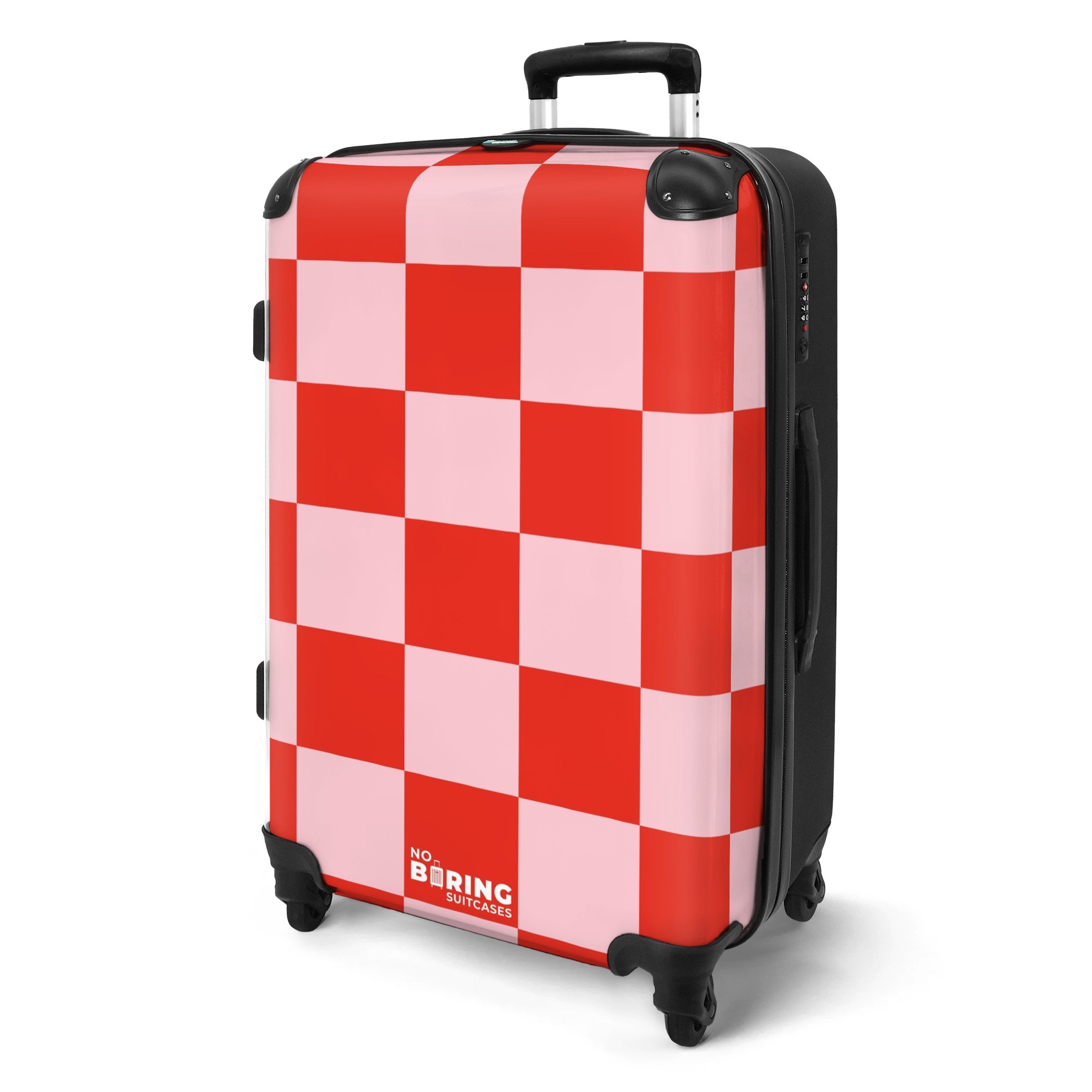 NoBoringSuitcases.com© Hartschalen-Trolley Rotes und rosa Schachbrettmuster günstig online kaufen