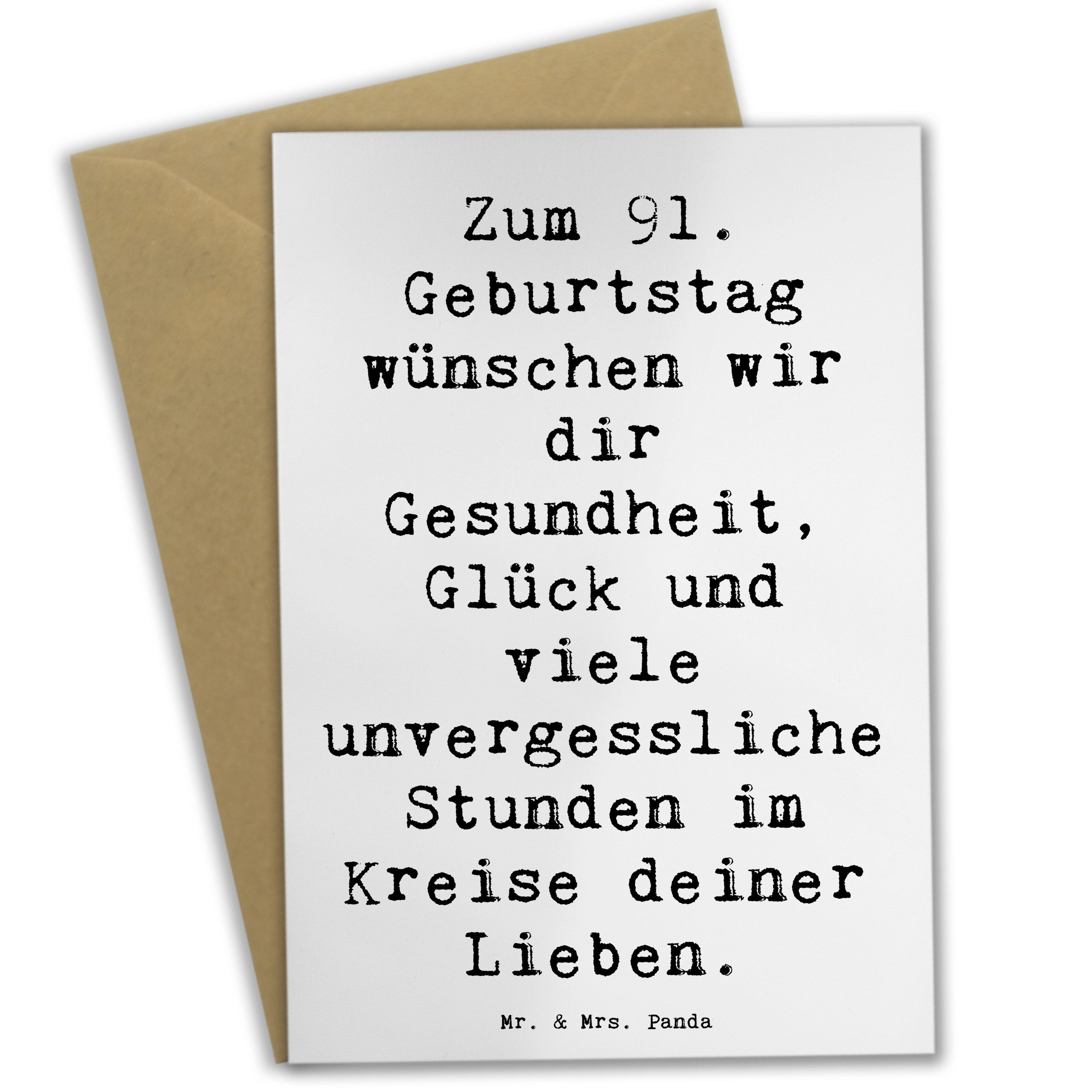Grußkarte Spruch 91. Geburtstag Wünsche - Weiß - Geschenk, kostbar, neunzig Jah