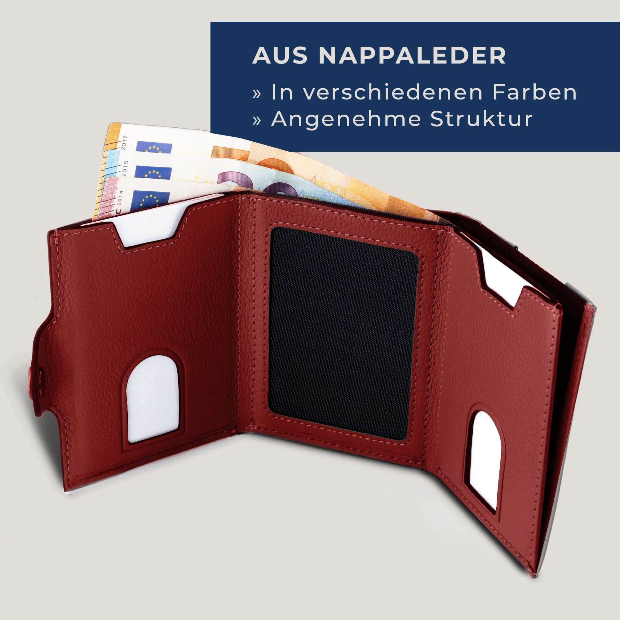 Kartenfächer, Rot Portemonnaie Whizz HEESEN 6 inkl. Geldbörse RFID-Schutz Wallet Geldbeutel Wallet Geschenkbox & mit Slim VON
