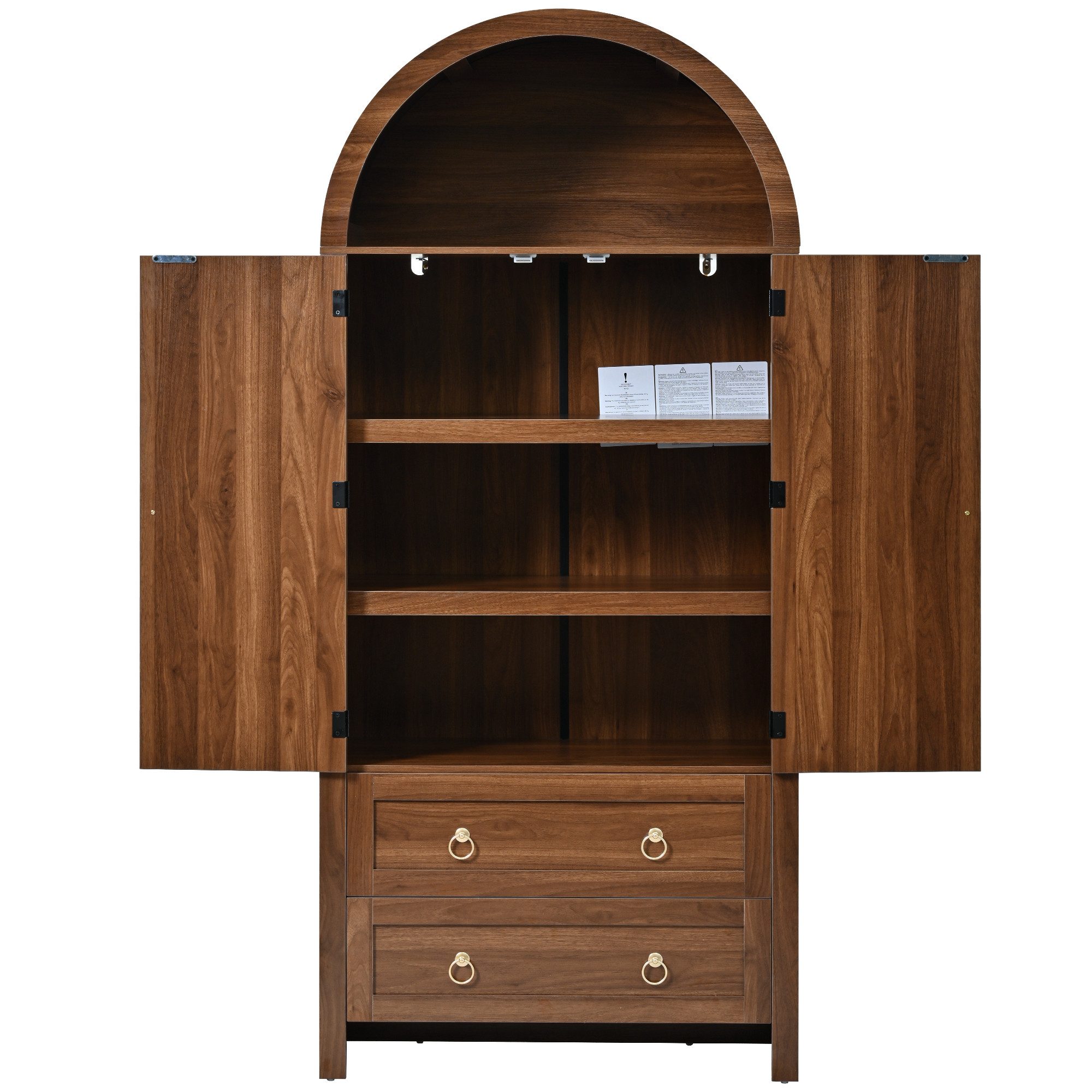 Merax Sideboard im Vintage-Rattan-Stil, Bogenförmiger Schrank (1 St., 80 L x 40 B x 180 H), Kommode mit 2 Türen, 2 Schubladen und Stauraum, Aufbewahrungsmöbel