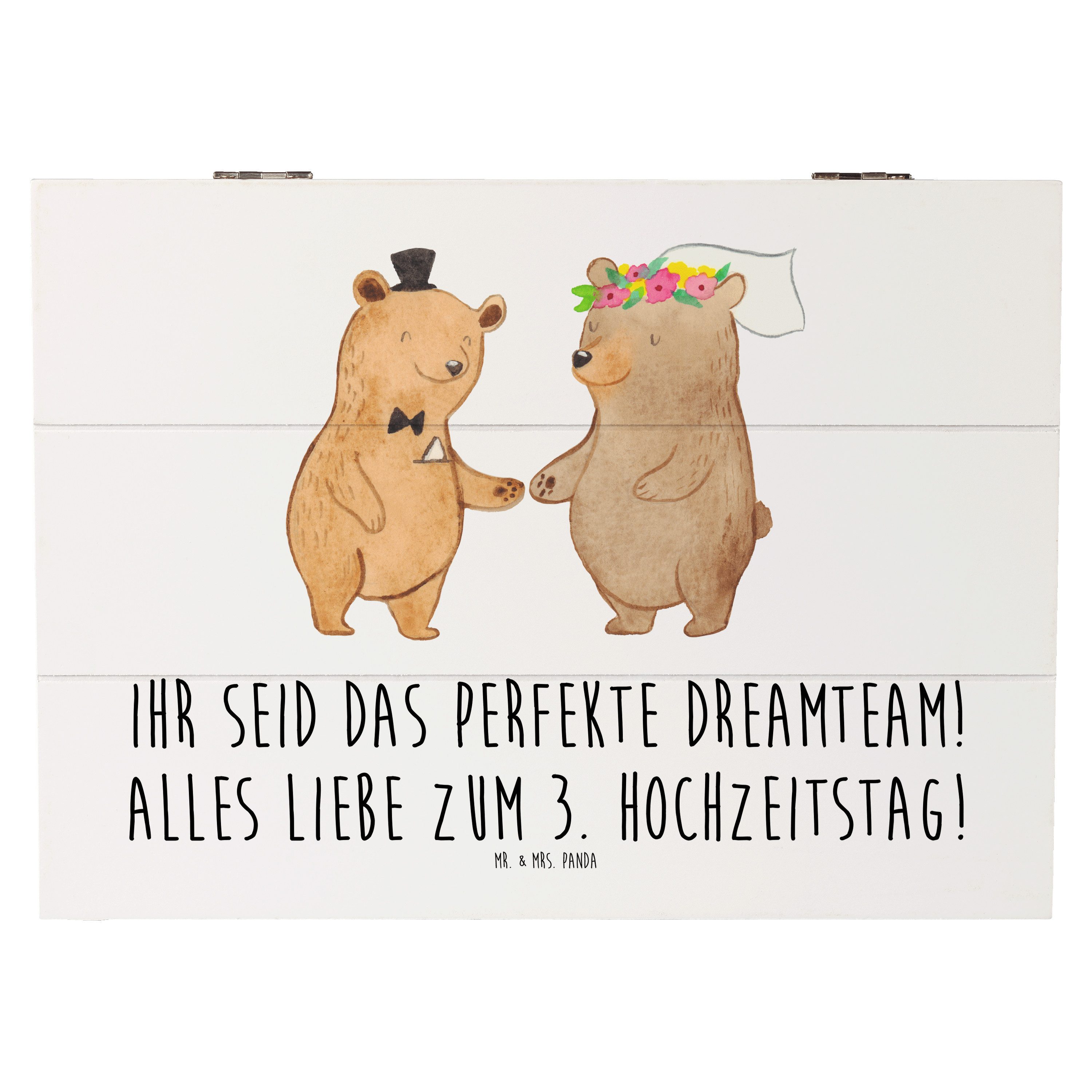Dekokiste 25 x 18 cm 3. Hochzeitstag Lederhochzeit Dreamteam - Weiß - Geschenk