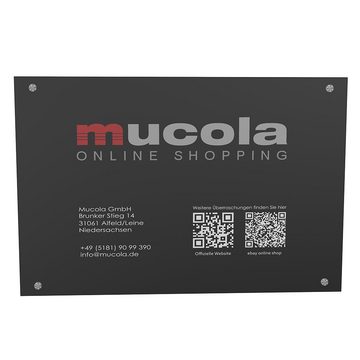 Mucola Hinweisschild Firmenschild Werbeschild Praxisschild ESG Sicherheitsglas Firmenname, (Stück), Hohe Stoß- und Schlagfestigkeit