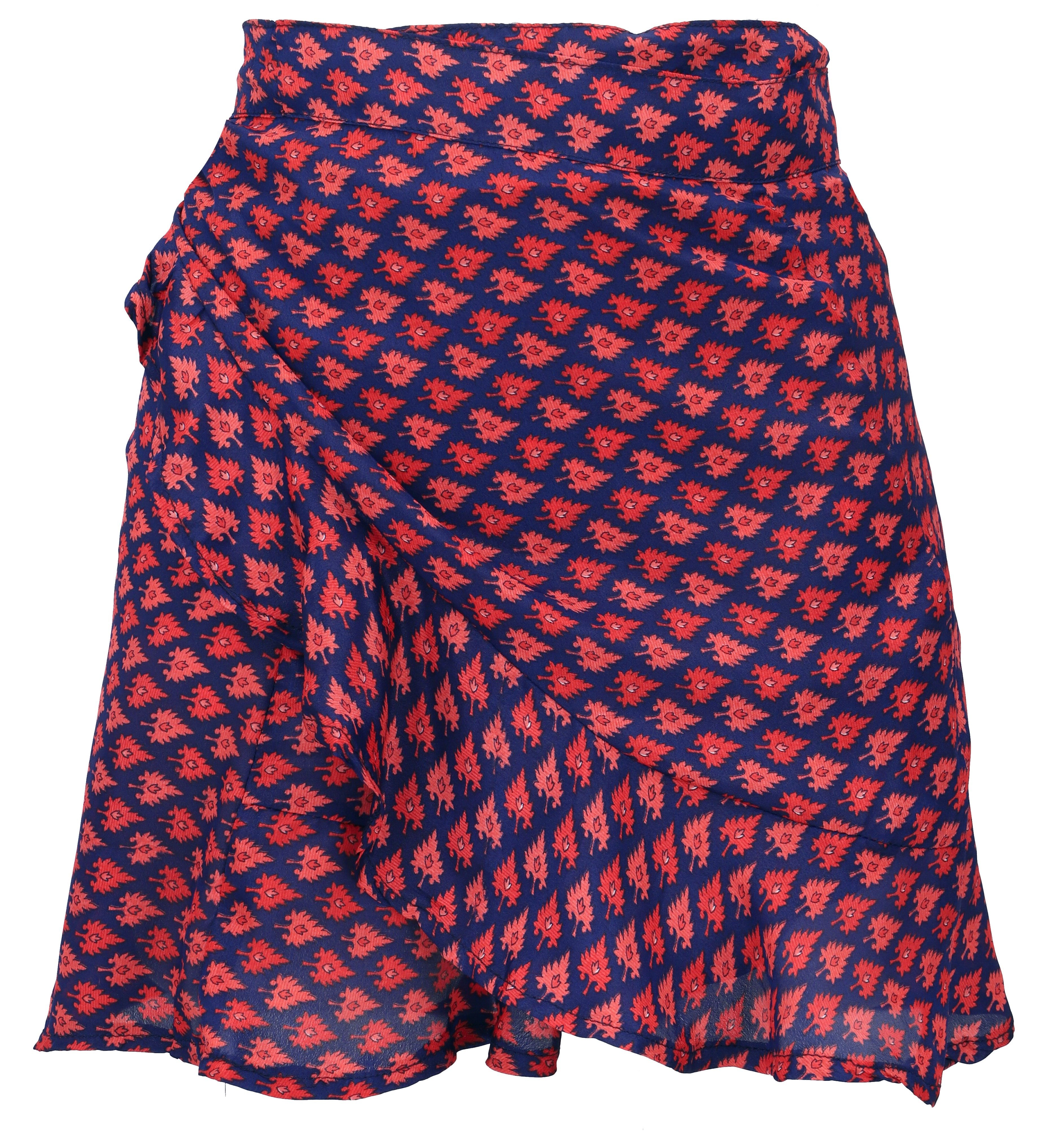 Guru-Shop Minirock Leichter seidiger Wickelrock, Boho Sommerrock -.. alternative Bekleidung
