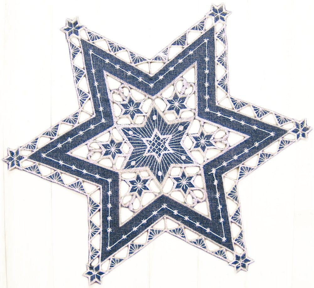 matches21 HOME & HOBBY Tischdecke Tischdeckchen SELINA Stern Cutout Stick dunkelgrau Polyester 40 cm (1-tlg), Pflegeleicht & waschbar bei 30 °C