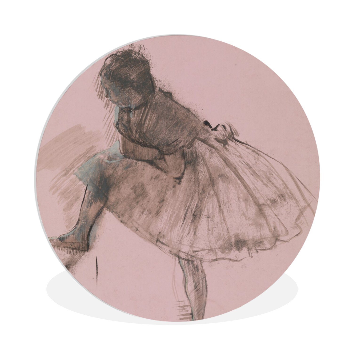 MuchoWow Gemälde Studie einer Balletttänzerin Wohnzimmer, St), 30x30 Forex, Wandbild, Gemälde - Wanddekoration Degas, Edgar (1 cm von Kreis Rundes