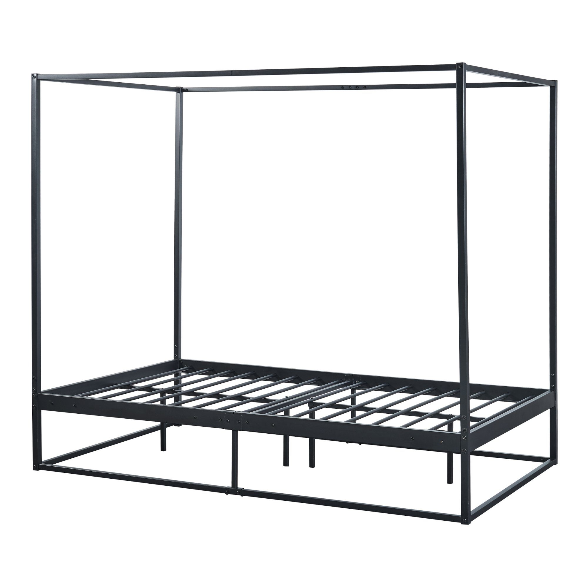 en.casa Himmelbett, »Kristianstad« mit Lattenrost Metall Schwarz 120 x 200 cm