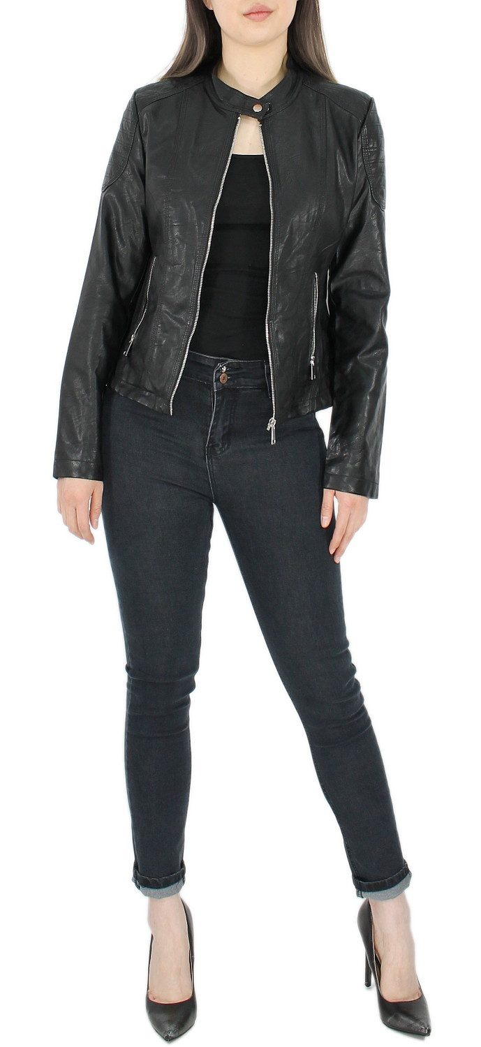 dy_mode Lederimitatjacke Stylische Damen Kunstlederjacke – Coole Kurzjacke günstig online kaufen