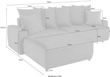 exxpo - sofa fashion Ecksofa Game, L-Form, inkl. Bettfunktion, Bettkasten, Zier- und Rückenkissen