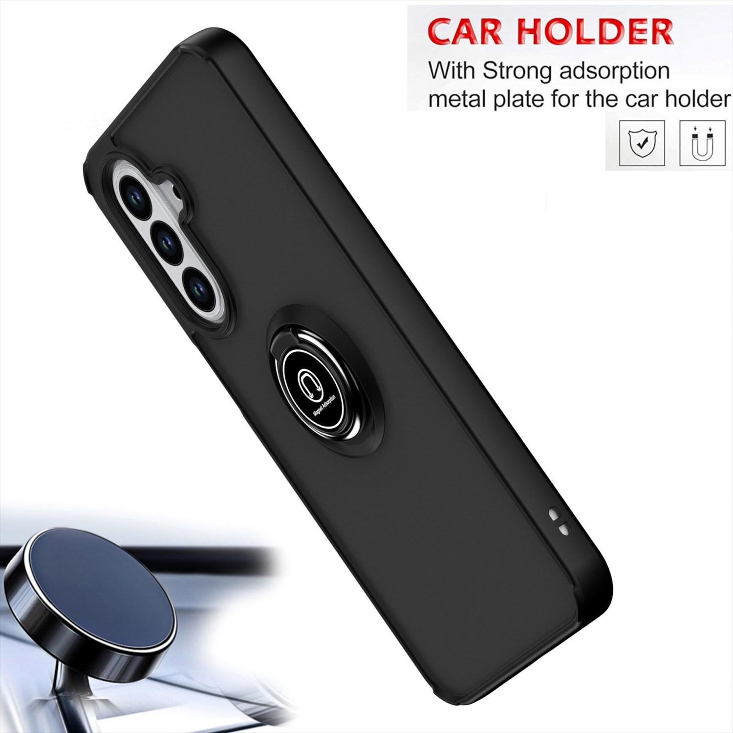 Wigento Handyhülle Ringhalter für Samsung Galaxy A18 / A17 Shadow Design Outdoor Case, Magnetringhalter stoßfestes Hybrid Material – Bild 5 von 5