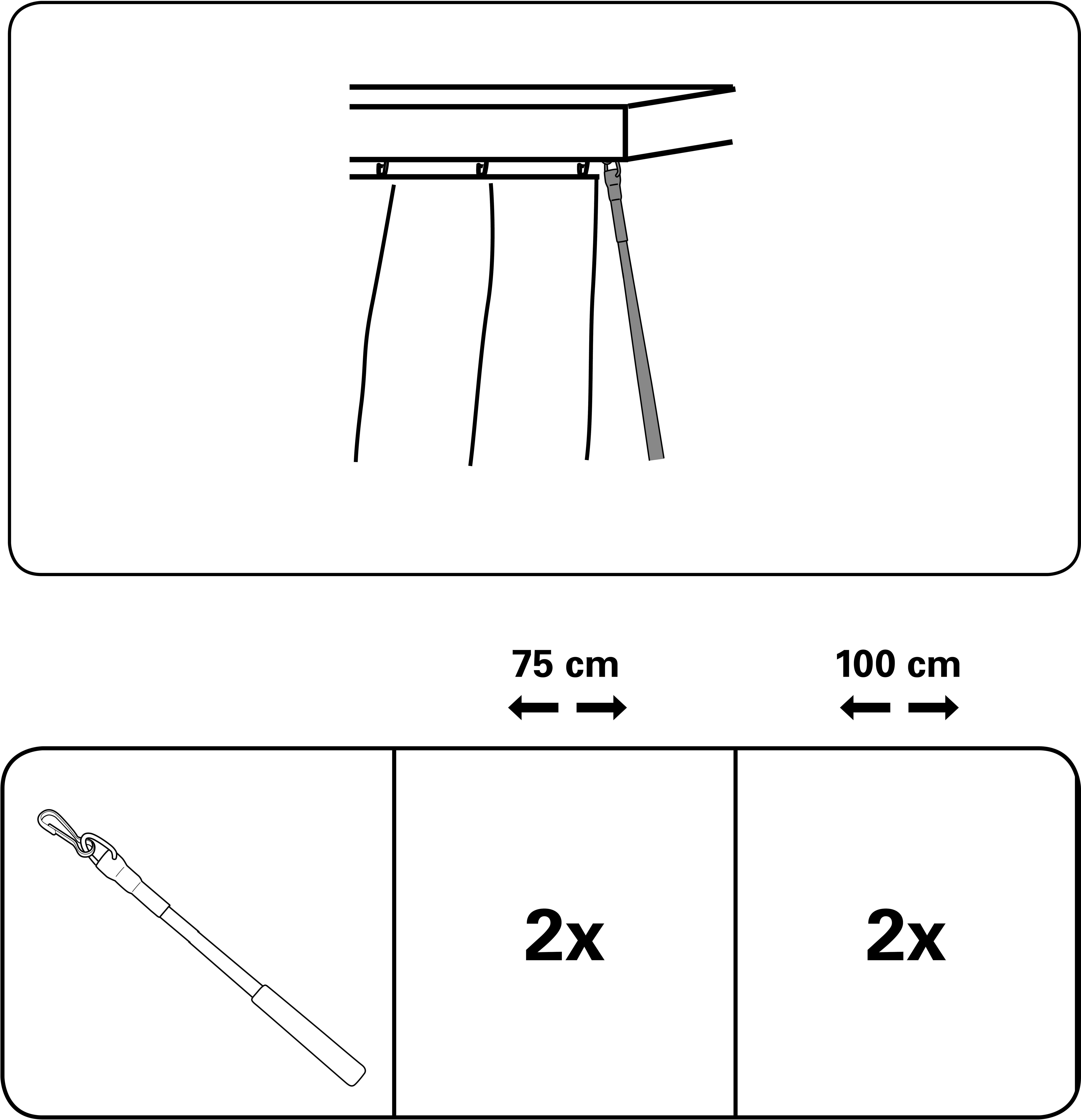GARDINIA Schleuderstab Kunststoff mit Metallhaken, Vorhangschiene, (Set, 2-St), Serie Flächenvorhang-Technik Atlanta 3-läufig – Bild 3 von 4