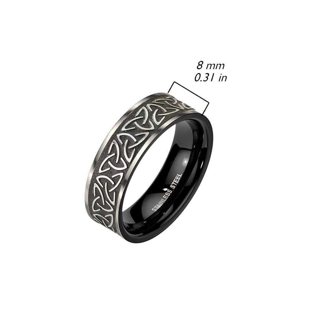 BUNGSA Fingerring 57 (18.1) Ring Keltenknoten Silber/Schwarz aus Edelstahl Unisex (Ring, 1-tlg), Unisex – Bild 3 von 3