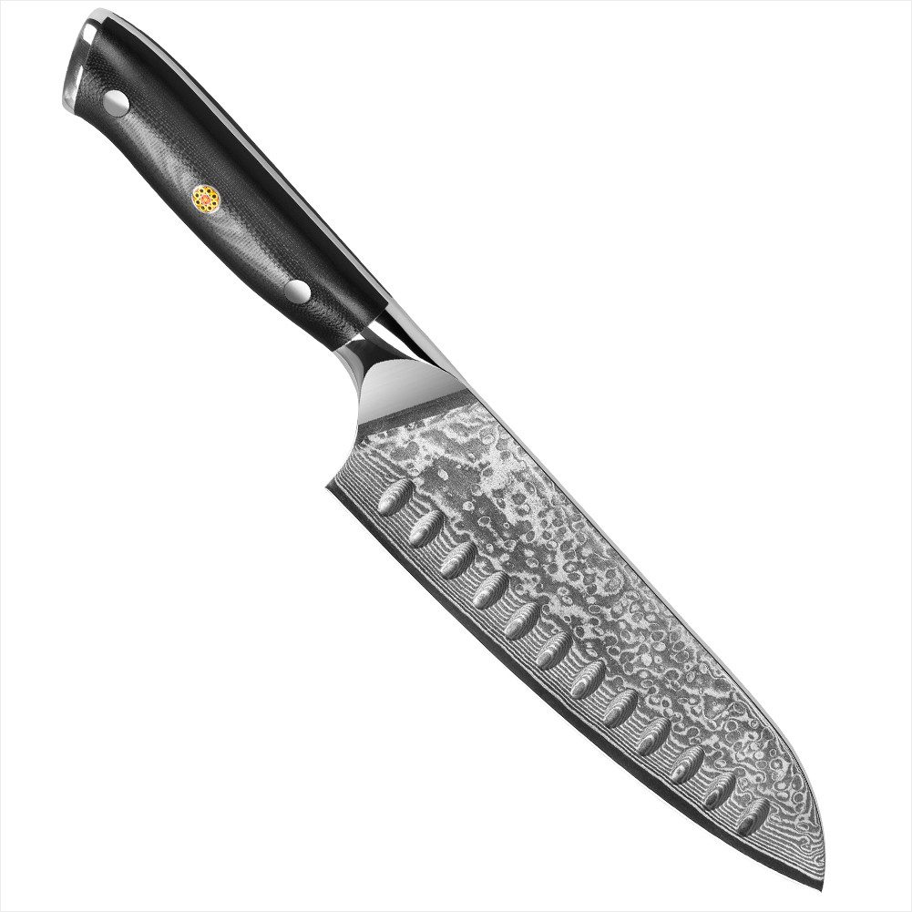 UniqueFire Damastmesser Damastmesser Santokumesser aus 67 Lagen Damaststahl mit G10-Griff