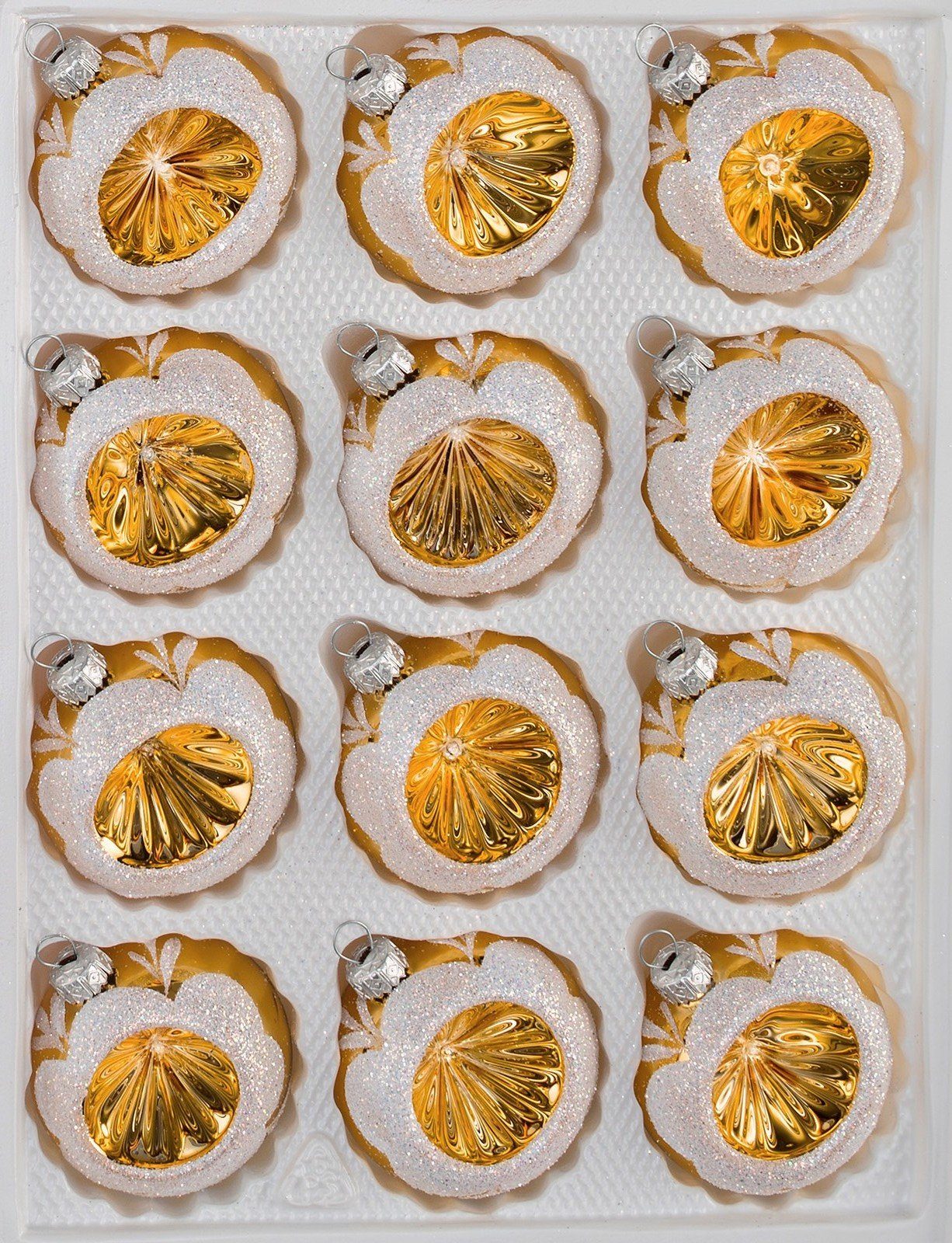 Navidacio Weihnachtsbaumkugel 12 tlg. Glas-Weihnachtskugeln Set in Hochglanz Vintage Gold