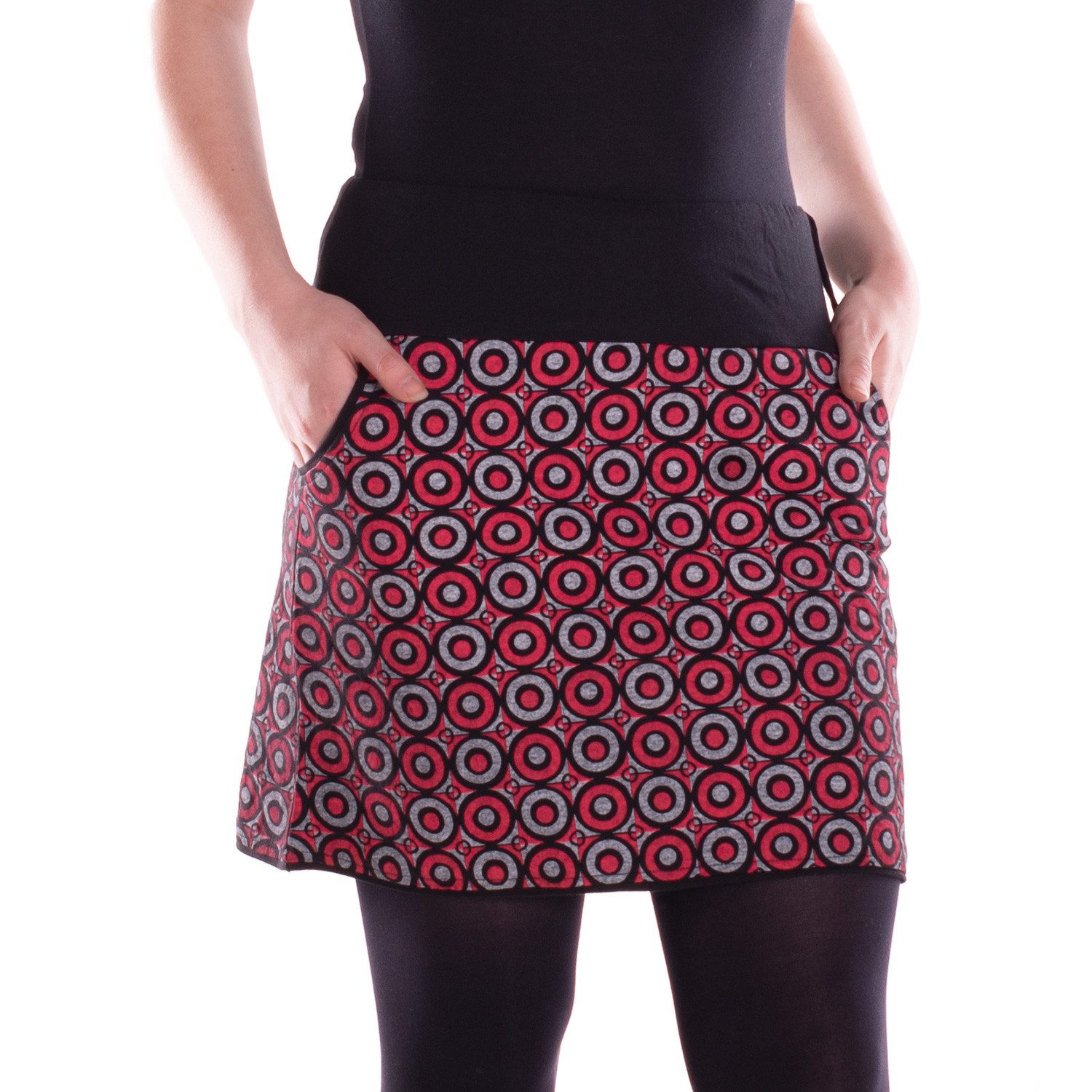 Vishes Minirock Damen Mini-Rock Baumwolle Kreise-Druck elastischer Bund mit günstig online kaufen