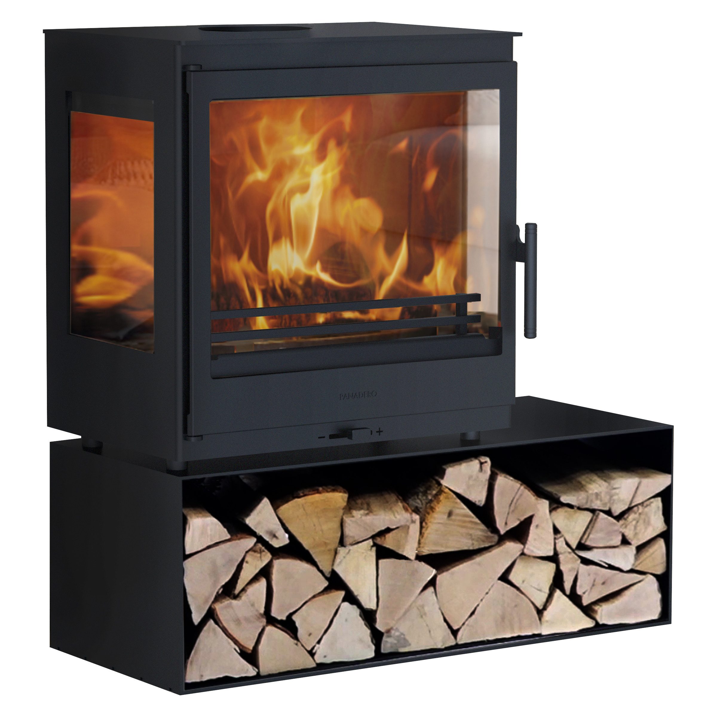 Panadero Kaminofen Granada 3-Seitig mit Sockel (Bauart 2), 7,1 kW, Zeitbrand
