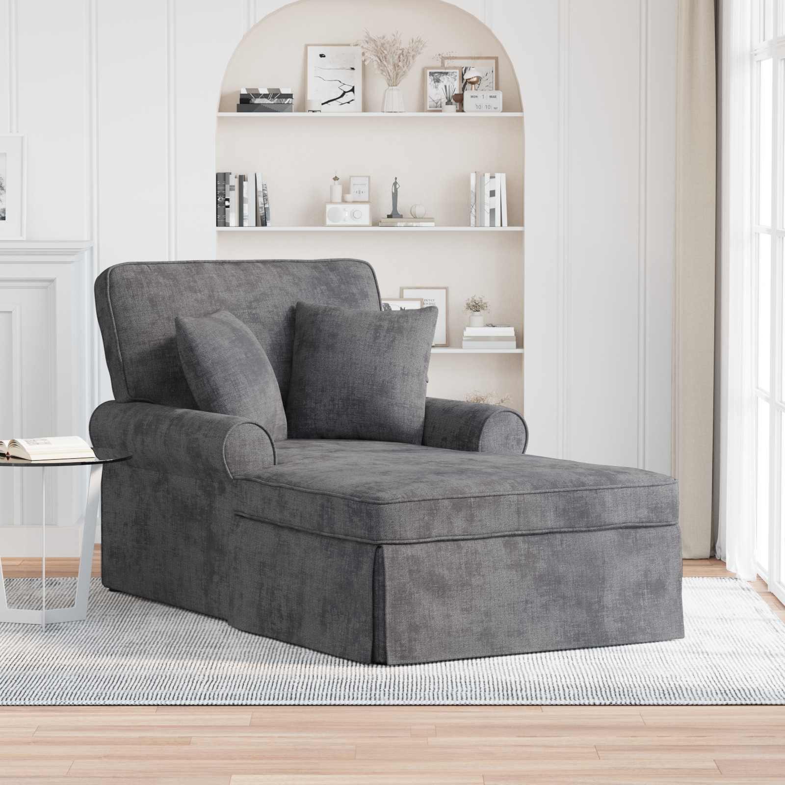 vidaXL Chaiselongue Chaise Lounge mit Rock Dunkelgrau 157 x 91 x 91 cm ARES, 1 Teile