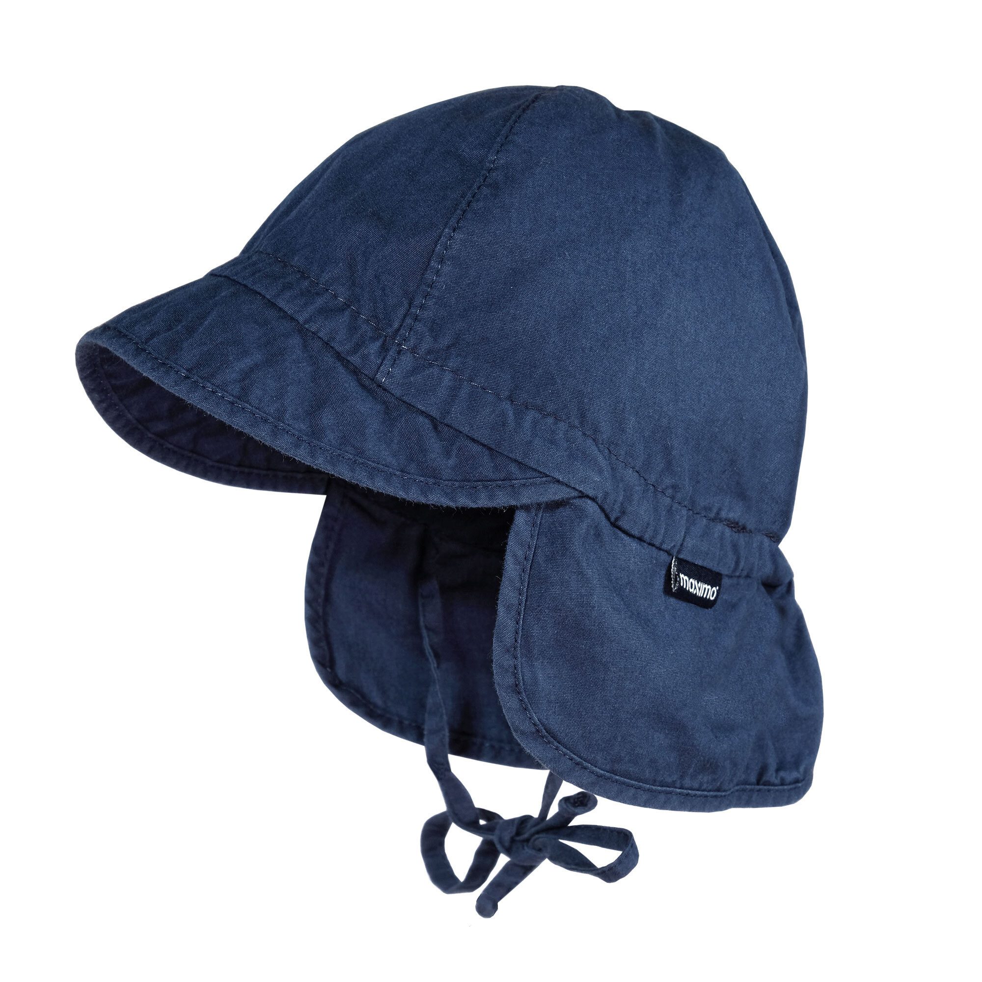 MAXIMO Schirmmütze GOTS BABY-Schildmütze, Nackenschutz, Bindeband, Waschoptik, UV (1-St)