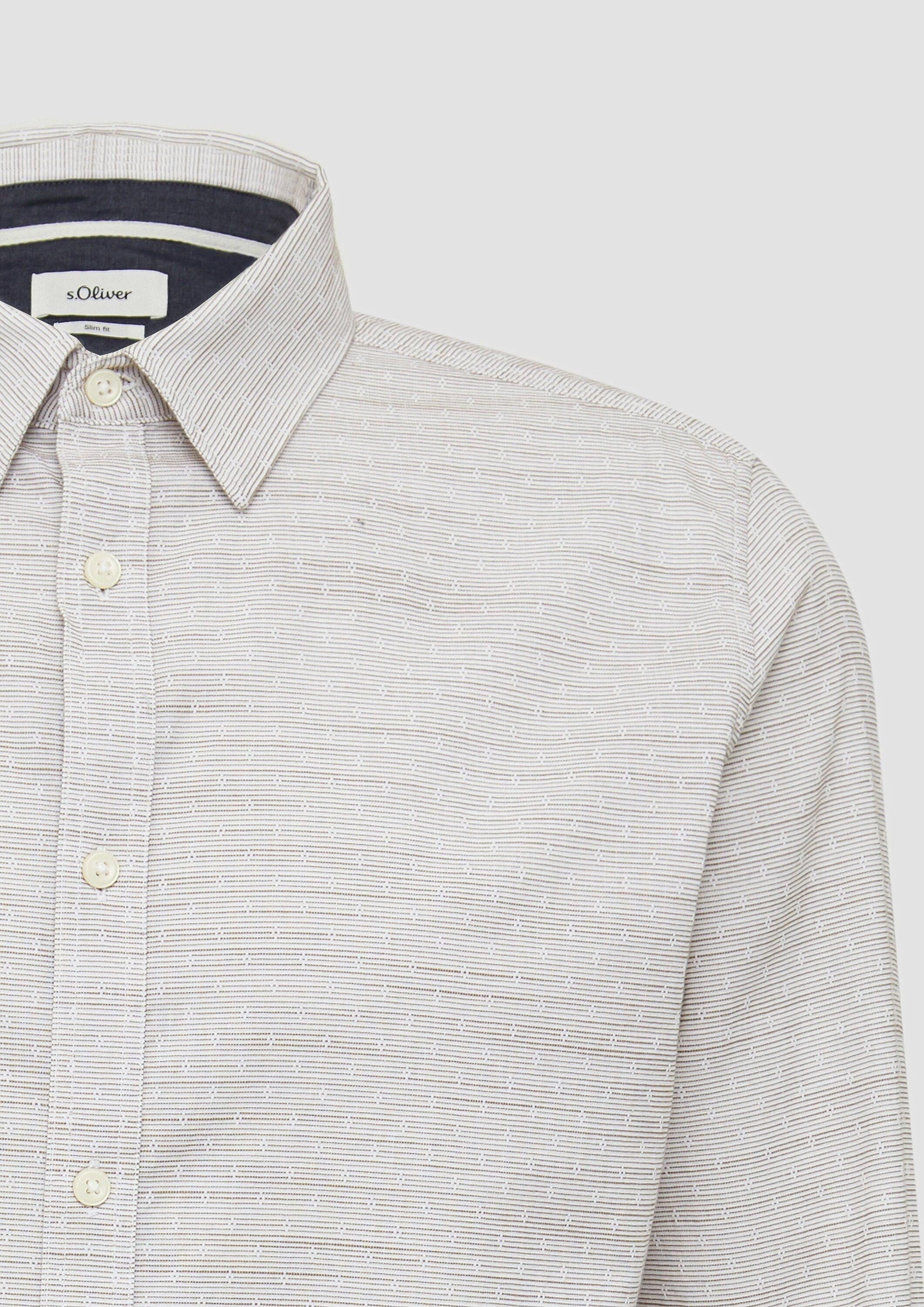 s.Oliver Langarmhemd Hemd Slim Fit: Strukturiertes Hemd mit Kentkragen