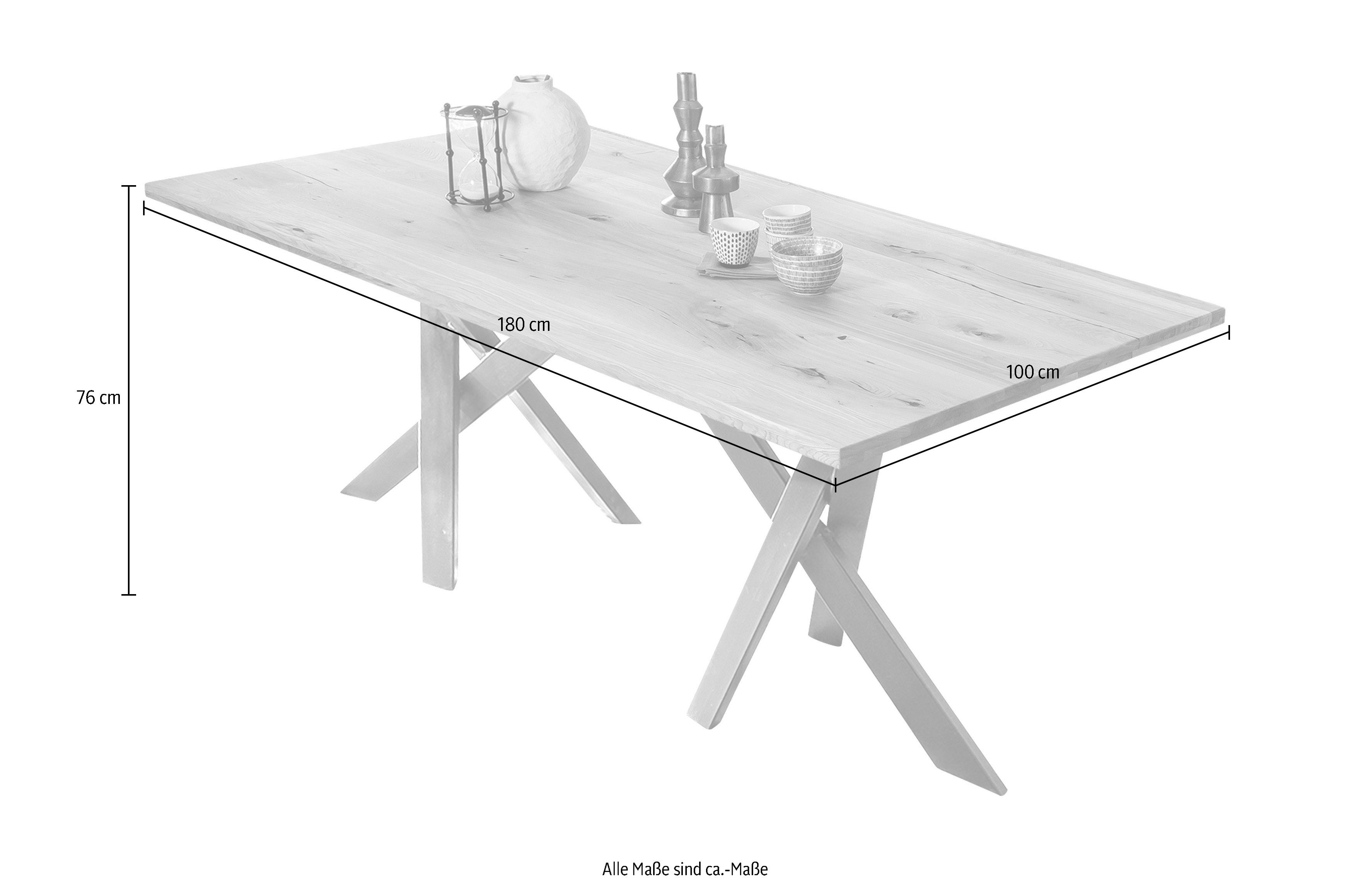 industriellen Antiklook im Design-Gestell Natur/Antiksilber Antiksilber | SIT Esstisch,