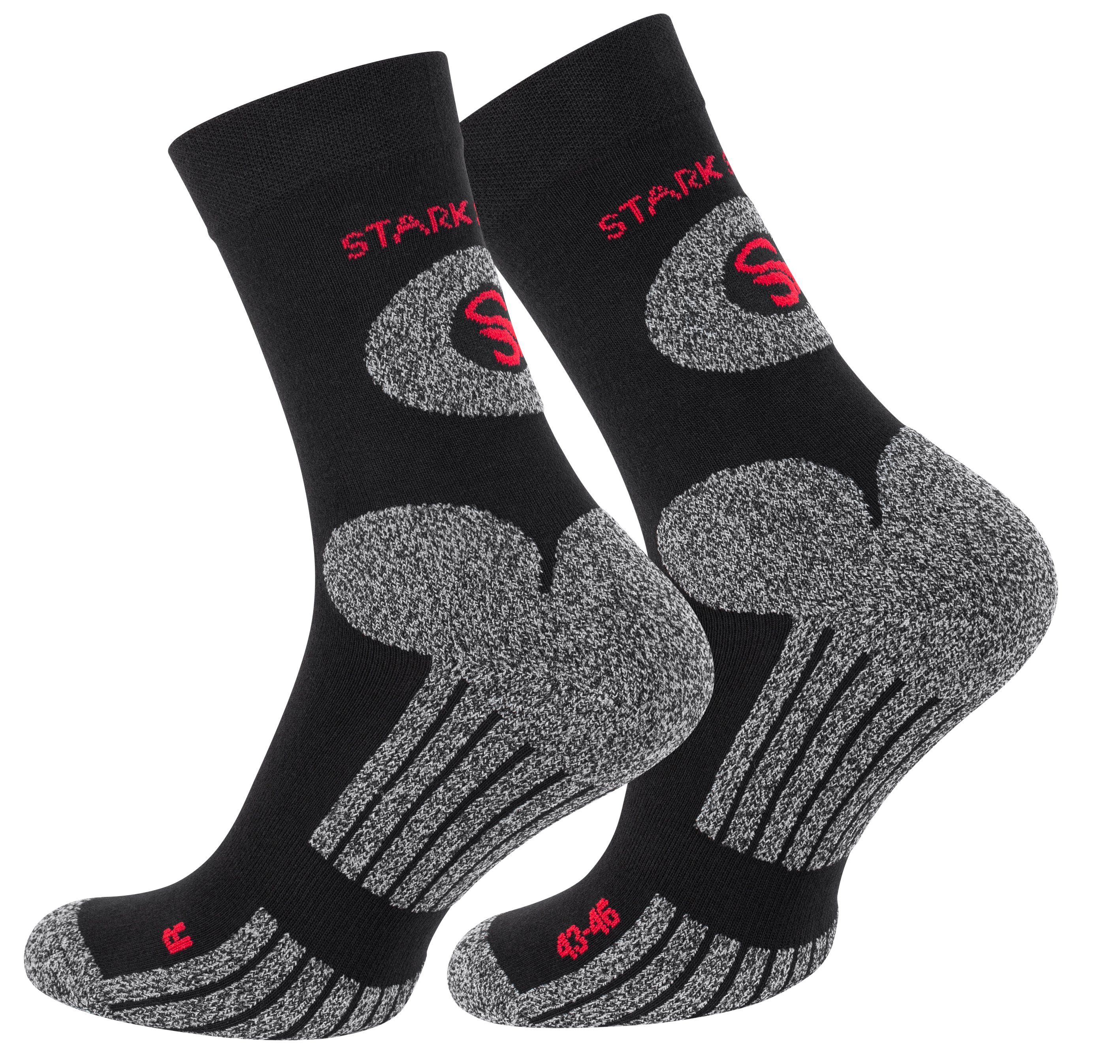 Stark Hiking Soul® Wandersocken, - Wandersocken eingewebtes Paar Socken Paar) 2 Logo (2 Trekking Outdoor schwarz