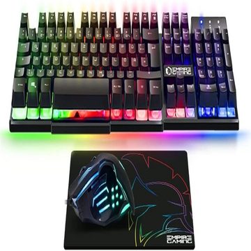 EMPIRE GAMING Tastatur- und Maus-Set mit Mehrere LED-Hintergrundbeleuchtu Tastatur- und Maus-Set, Mit 6 Tasten, Tastatur mit 19 Anti Ghosting Tasten, Ideal zum Gaming