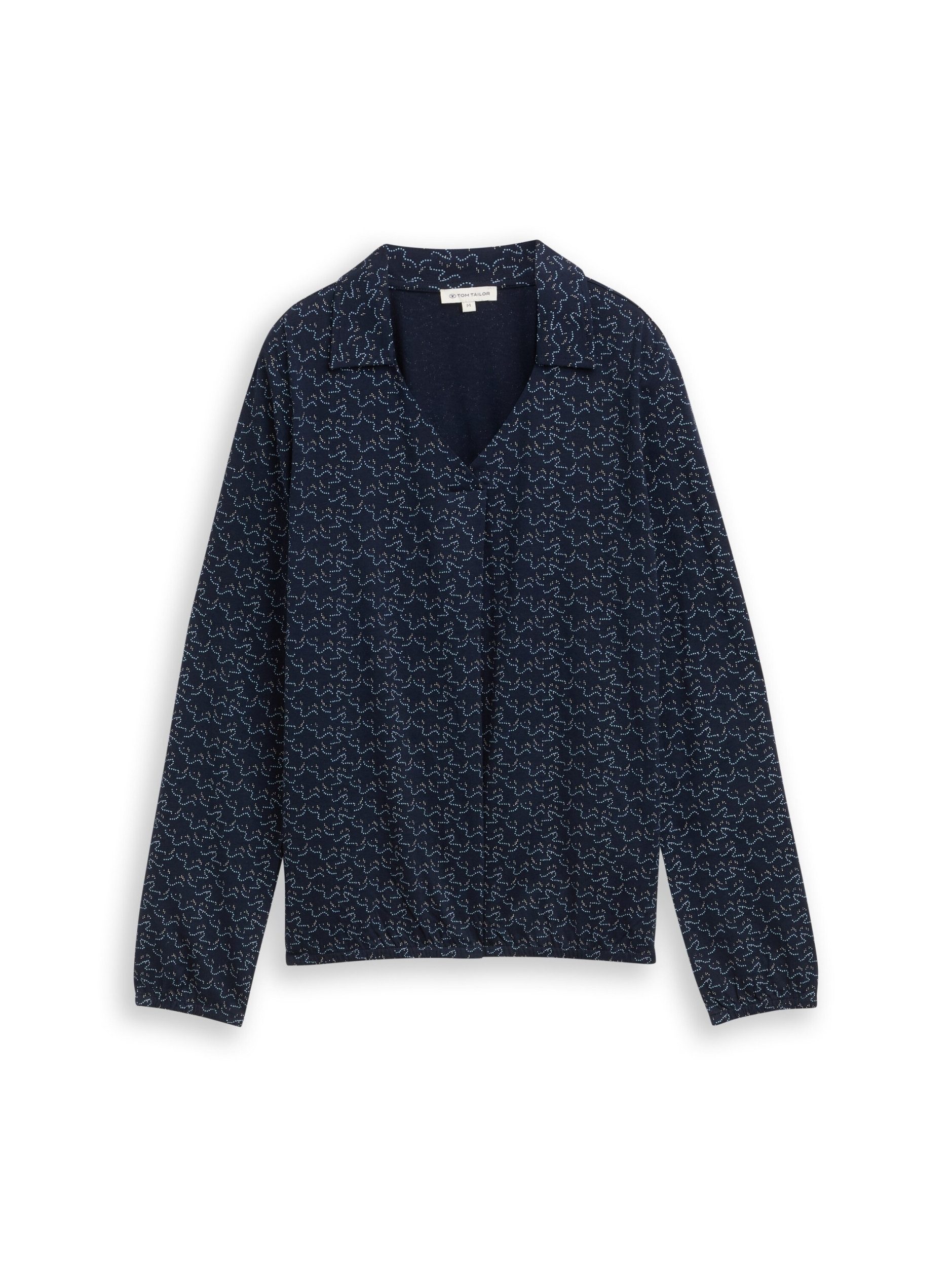 TOM TAILOR Denim Langarmshirt T-shirt alloverprint with polo