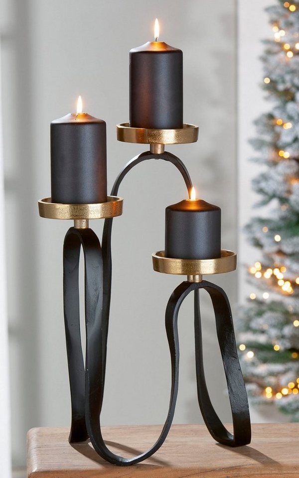 GILDE Kerzenleuchter Octo (1 St), aus Aluminium, für drei Kerzen, Höhe ca.  47 cm, Dieser Kerzenleuchter eignet sich auch hervorragend als Geschenk-Idee
