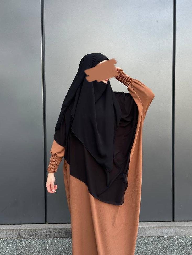 Aymasal Kopftuch Dreilagiger Khimar Chiffon Khumur Hijab Kopftuch Bedeckung locker Schwarz