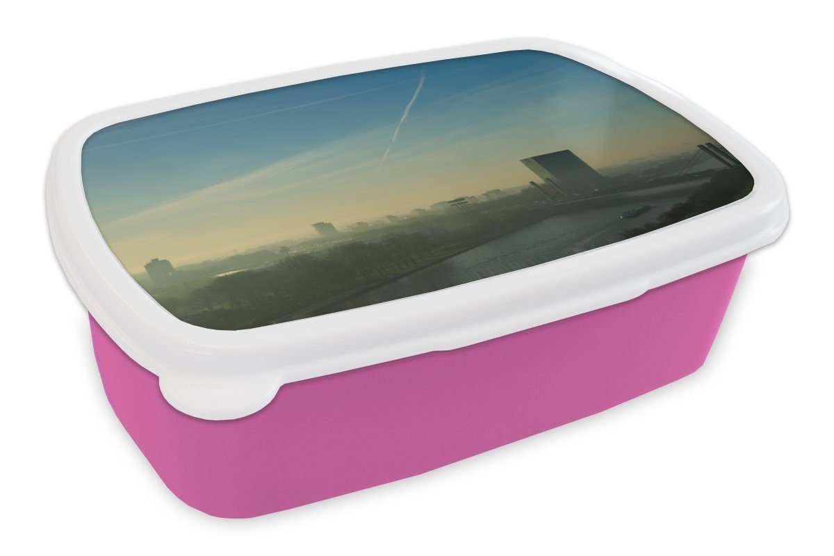 MuchoWow Lunchbox Utrecht - Nebel - Luft, Kunststoff, (2-tlg), Brotbox für Erwachsene, Brotdose Kinder, Snackbox, Mädchen, Kunststoff rosa