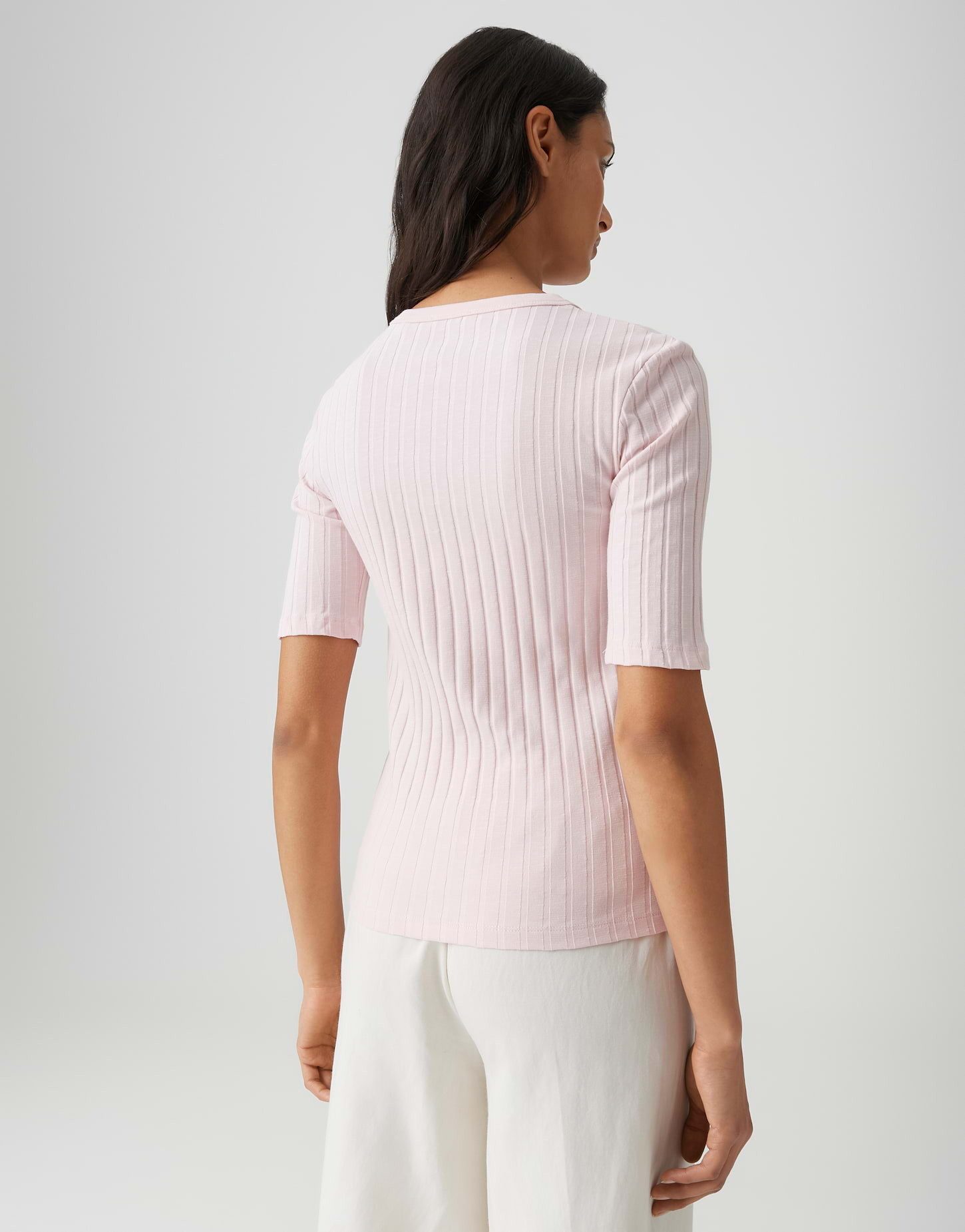 OPUS Kurzarmshirt Basic Rippshirt aus Baumwoll Mix Schmale Passform, Pull-on, elastischer Stoff – Bild 3 von 5