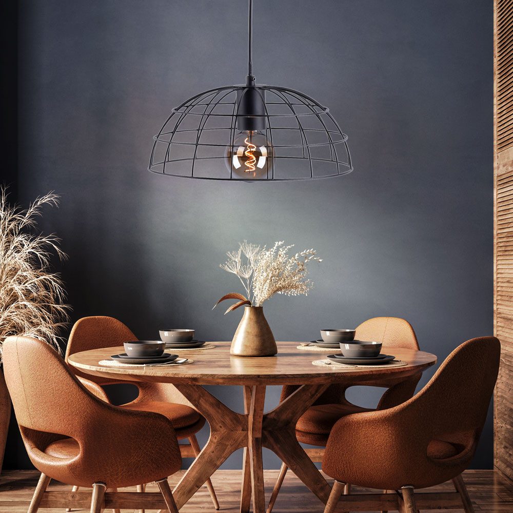 JUST LIGHT Hängeleuchte, Leuchtmittel nicht inklusive, Pendellampe Hängeleuchte Esstischlampe Retro Gitter schwarz H 120 cm