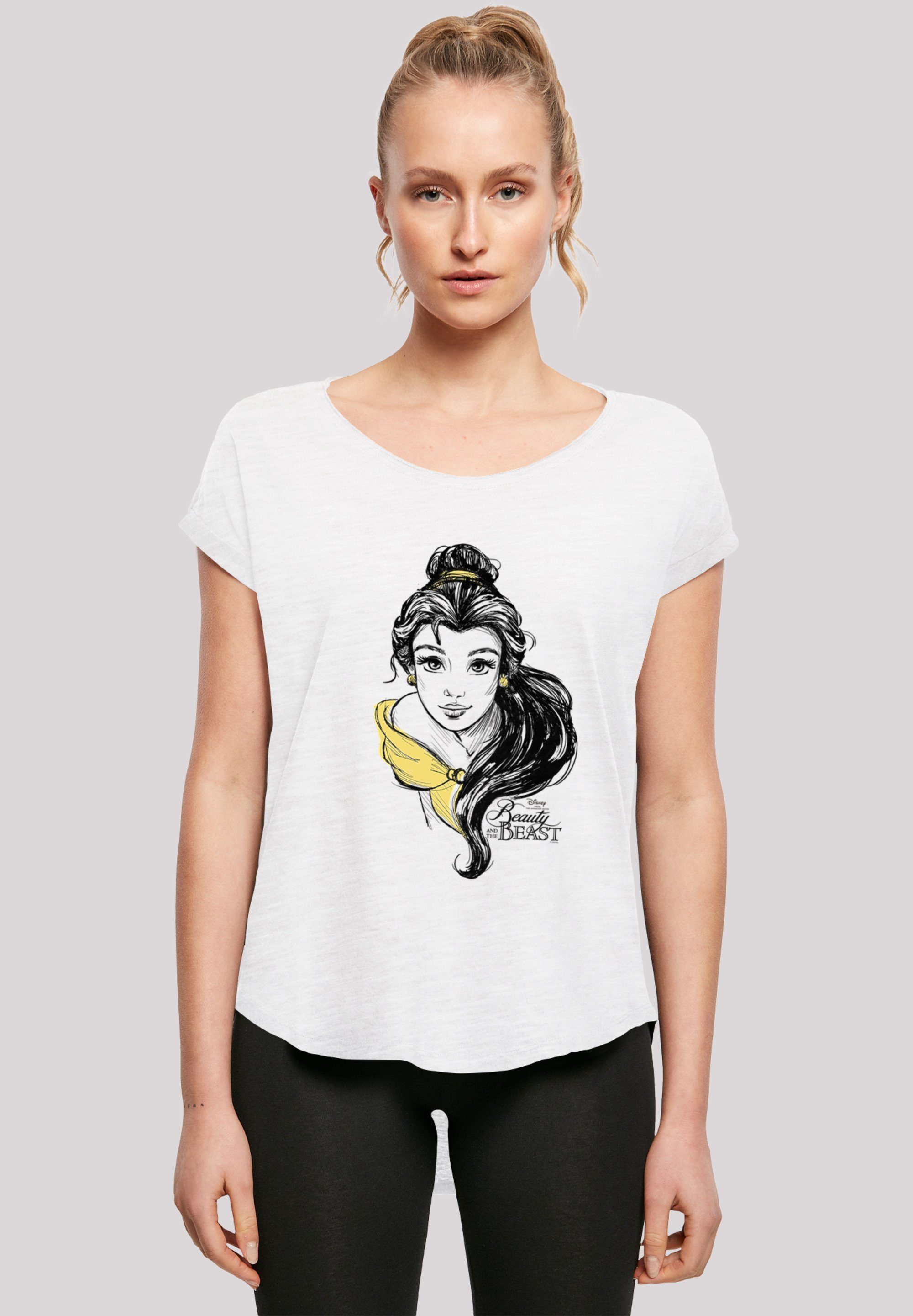 Damen Shirts F4NT4STIC T-Shirt Long Cut T-Shirt Disney Die Schöne und das Biest Belle Sketch
