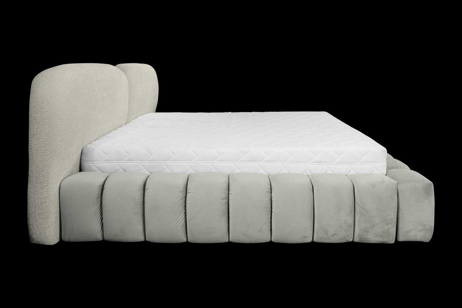 Europa in 180x200 Grau Bett), cm Farbe Betten JVmoebel Kopfteil 1x (1-tlg., Bettrahmen Made Schlafzimmer Bett Luxus