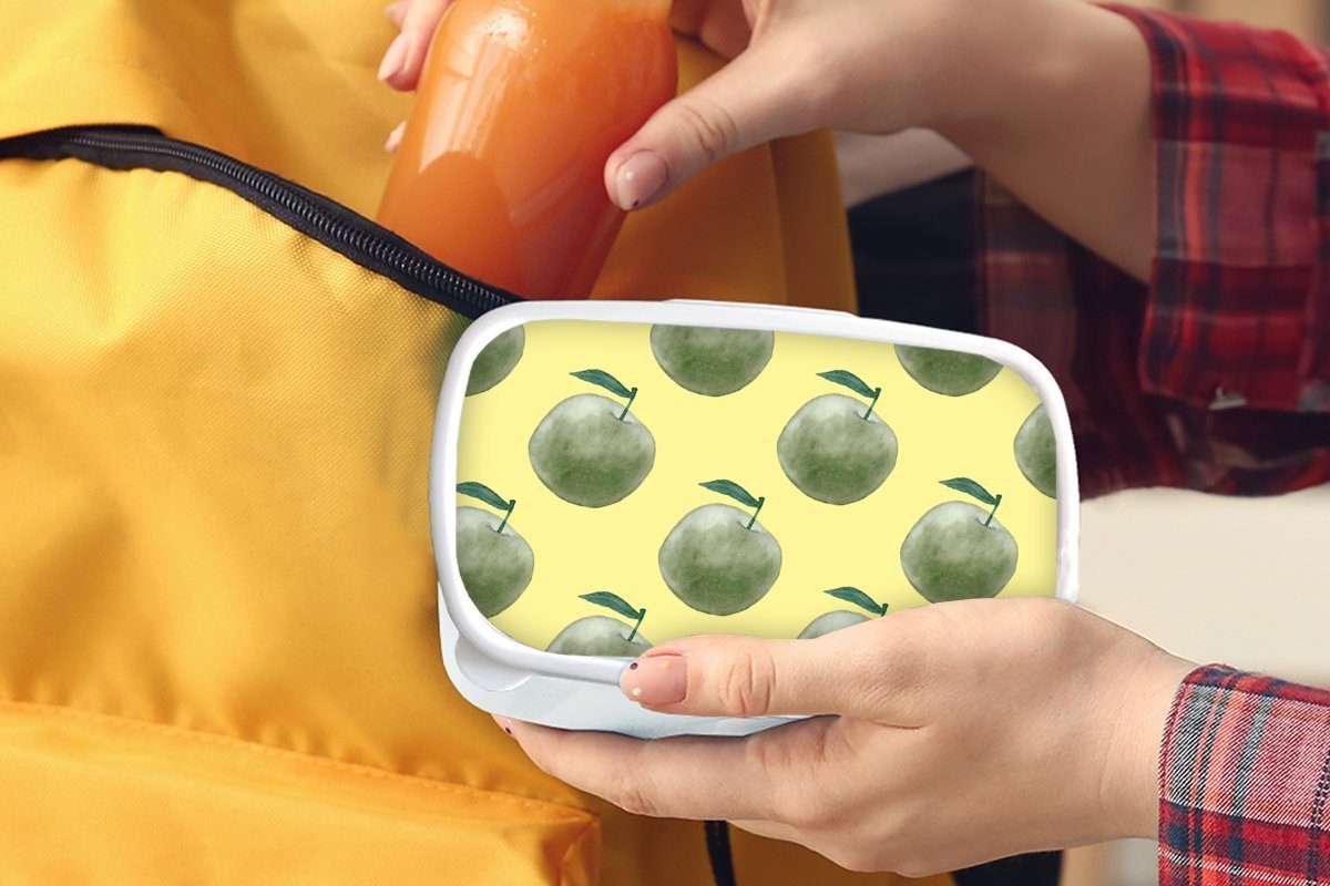 (2-tlg), Äpfel - Lunchbox Kinder und - Brotbox MuchoWow und Jungs Grün Mädchen Brotdose, Kunststoff, weiß für für Muster, Erwachsene,