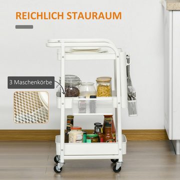 HOMCOM Rollwagen Rollwagen 3-Etagen Küchenwagen mit Schubladen