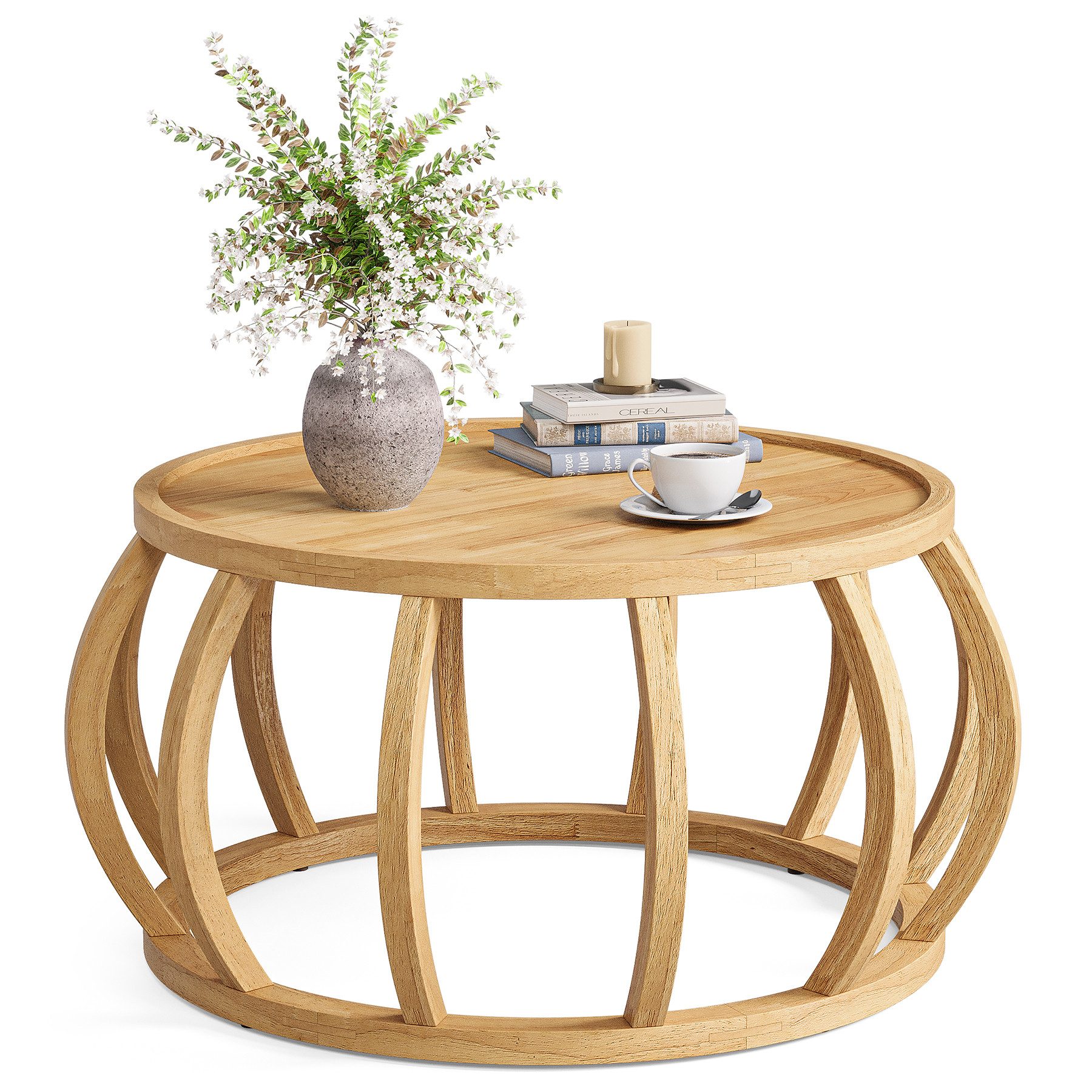 Tribesigns Couchtisch aus Massivholz, 80 cm günstig online kaufen