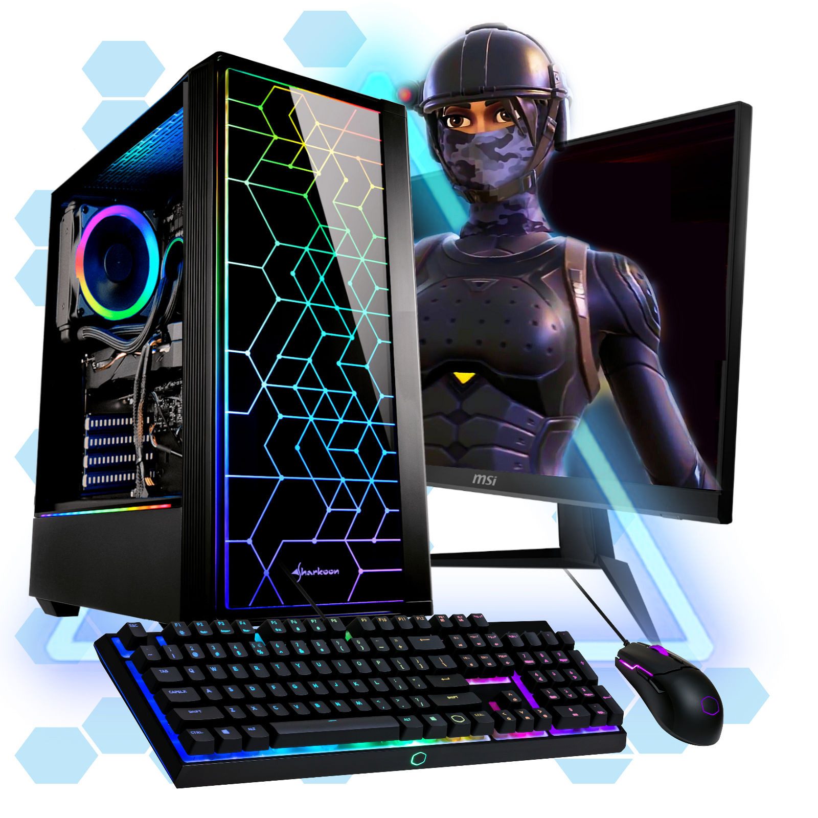 Meinpc AMD Ryzen 7 Set Gaming-PC-Komplettsystem (27,00", AMD Ryzen 7 5700G, Radeon, 16 GB RAM, 500 GB SSD, Gaming, Gamer, RGB)