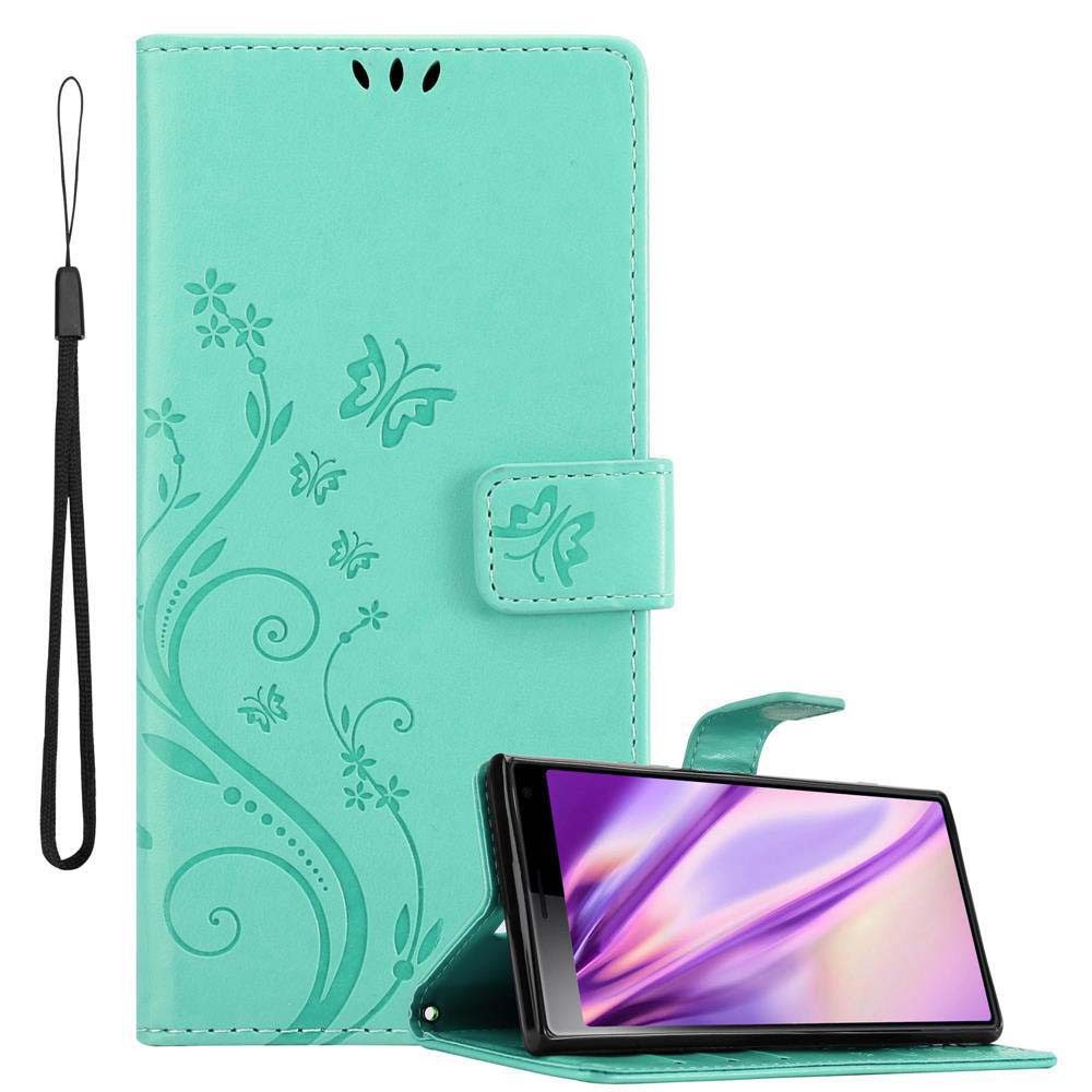 Cadorabo Handyhülle für Sony Xperia 10 / Xperia XA3 Hülle Sony Xperia 10 / Xperia XA3, Hülle Schutzhülle Blumen Flower mit Standfunktion Kartenfach Magnet