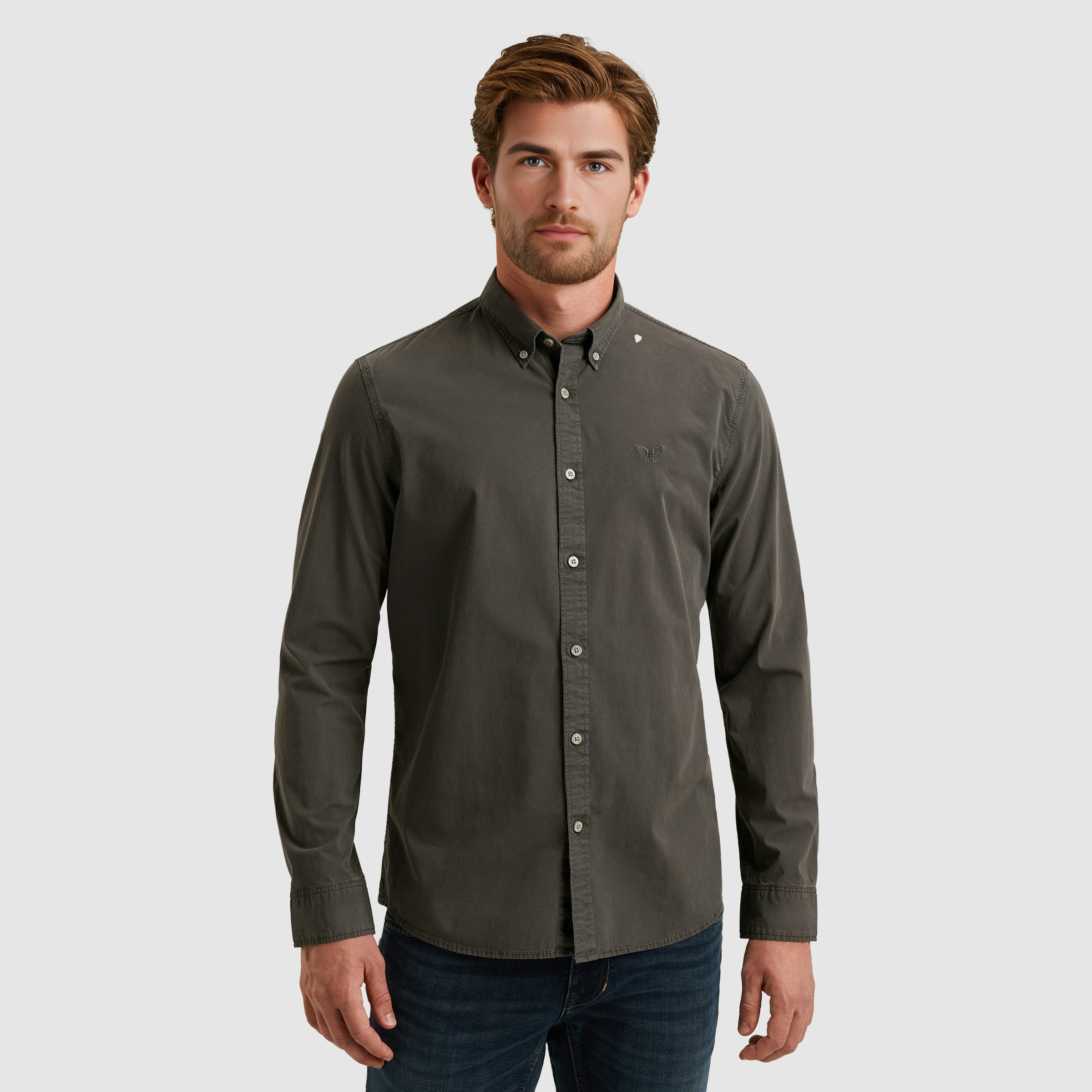 PME LEGEND Langarmhemd mit Logo Stickerei günstig online kaufen