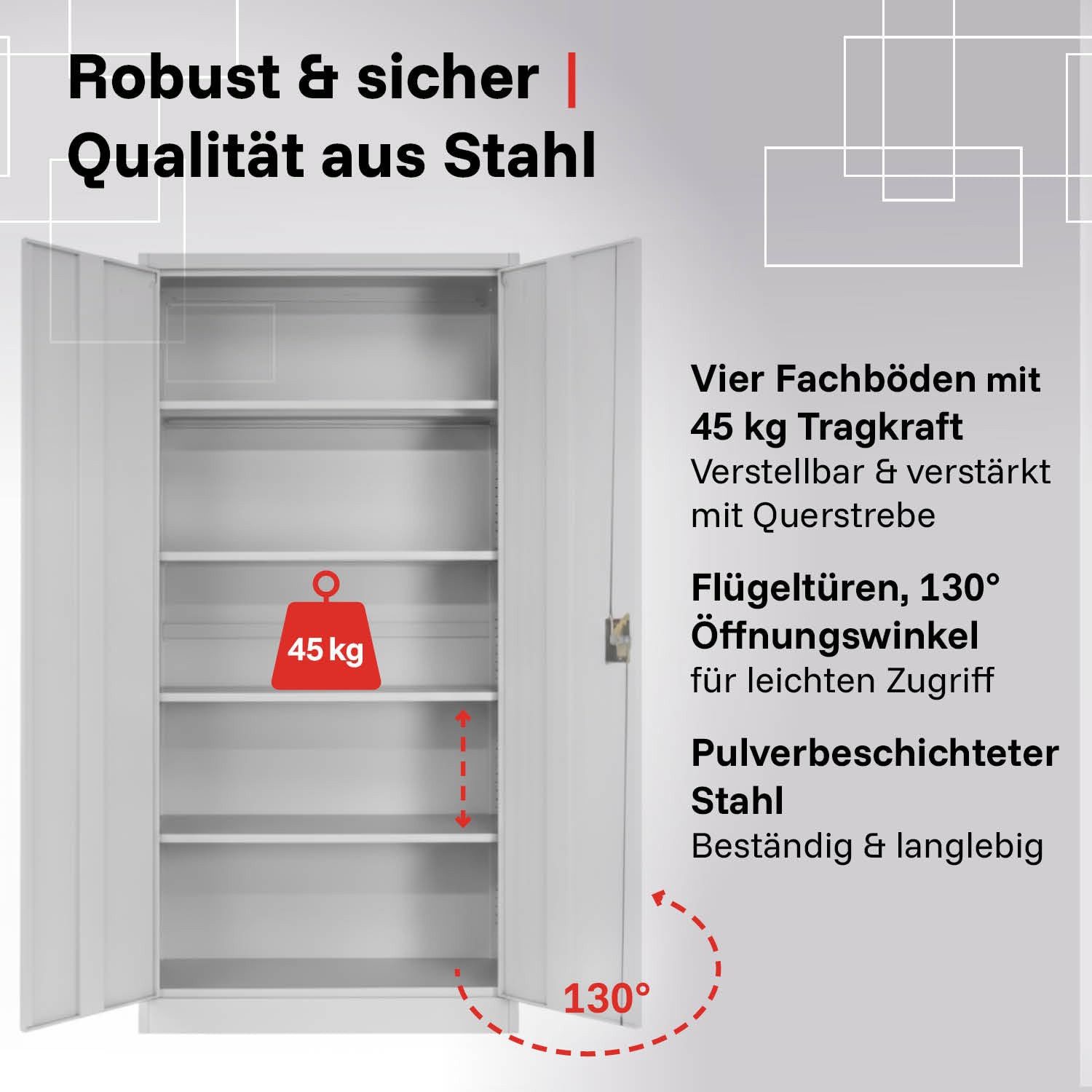 LagerZwei Aktenschrank Stahlschrank 185x90x40 cm (1-St) abschließbar