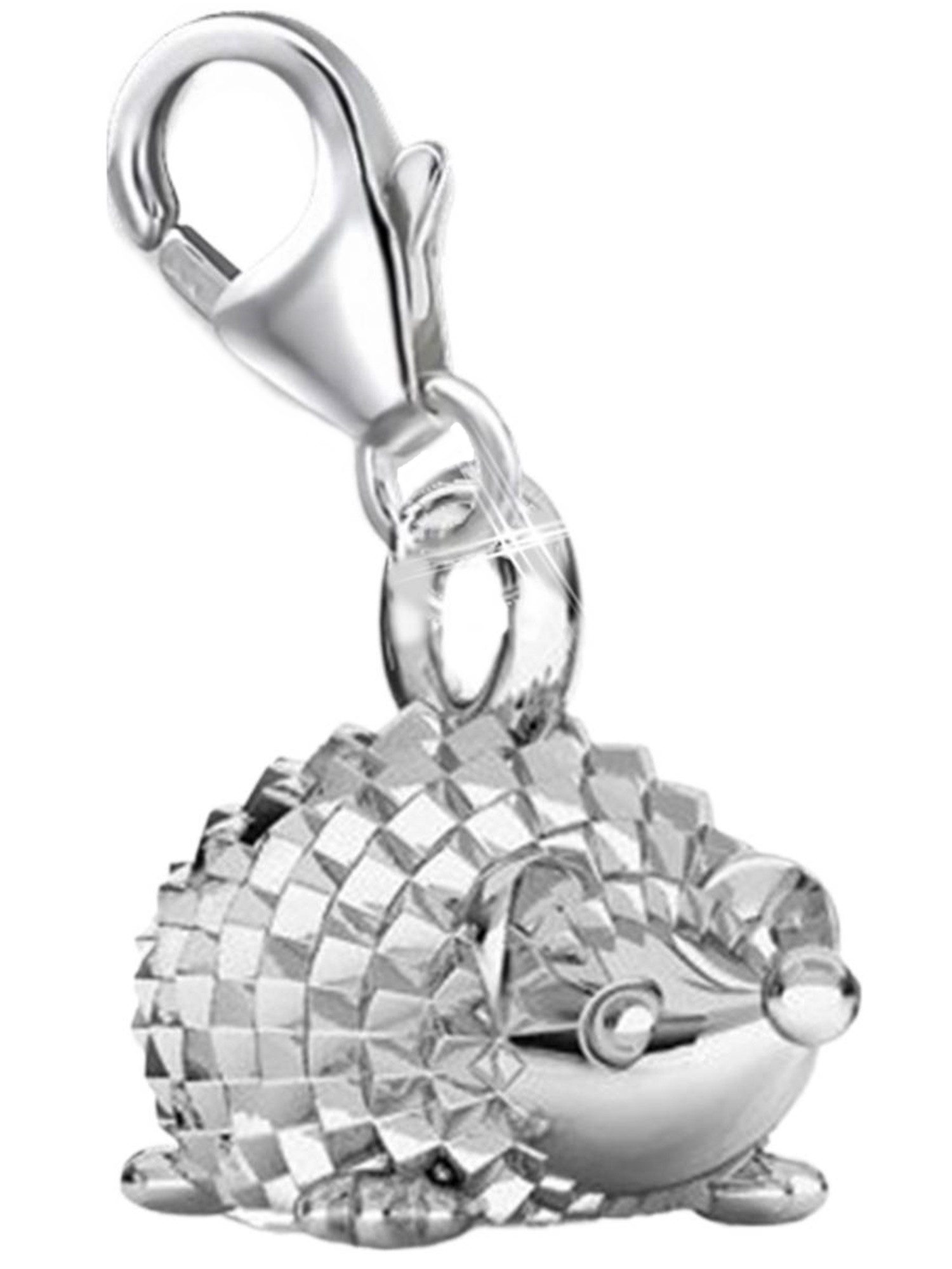Goldene Hufeisen Charm-Einhänger mini Igel Karabiner Charm Anhänger für Bettelarmband aus 925 Silber (inkl. Etui), für Gliederarmband oder Halskette