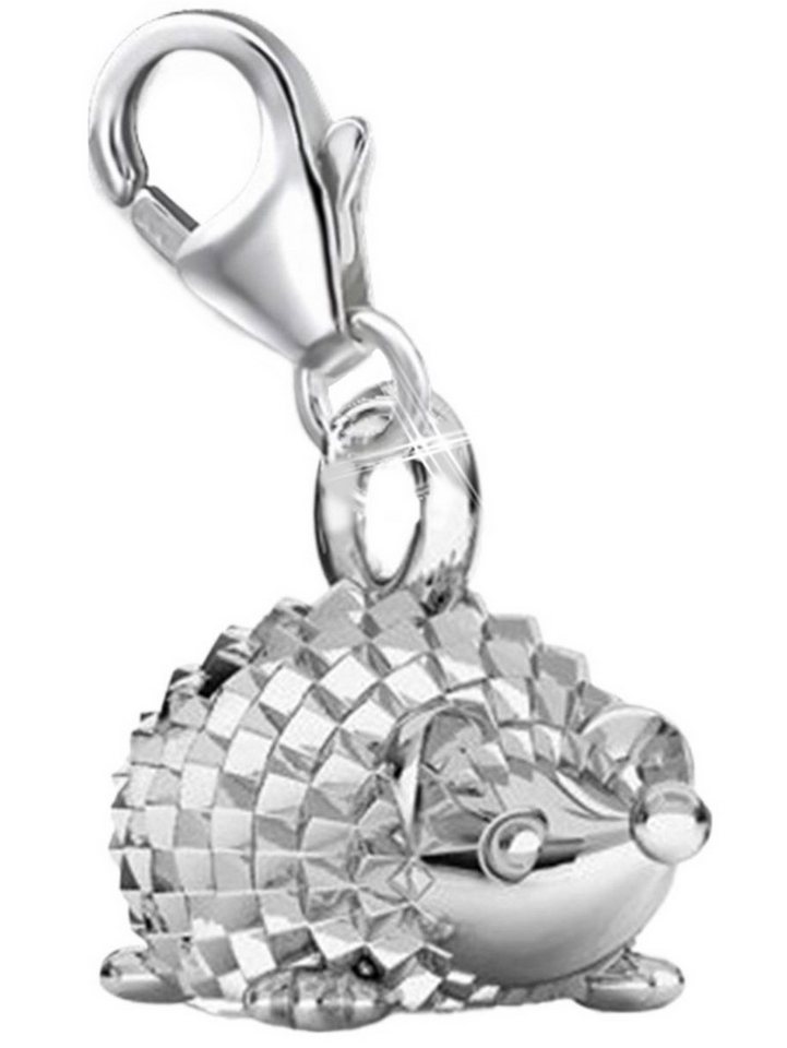 Goldene Hufeisen Charm-Einhänger mini Igel Karabiner Charm Anhänger für Bettelarmband aus 925 Silber (inkl. Etui), für Gliederarmband oder Halskette