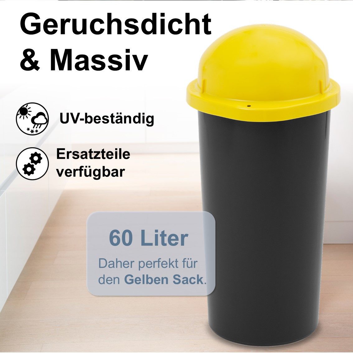 KUEFA Müllsackständer HD 60L Mülleimer Gelben Sack, inkl. Klemm-Ring, UV-beständig, Robust, 60 Liter – Bild 2 von 5