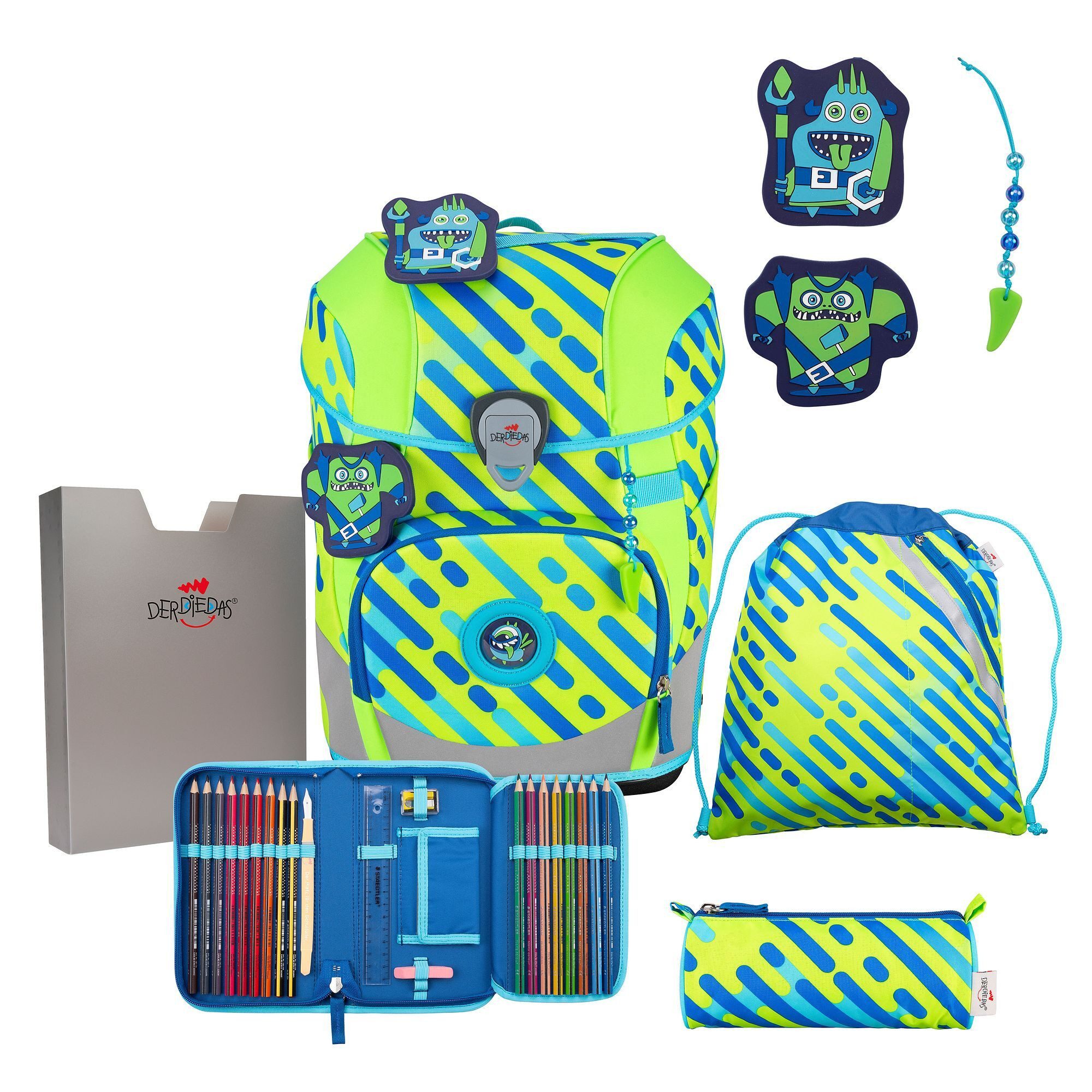 DerDieDas® Schulranzen ErgoFlex Tiny Neon (6-tlg), PET